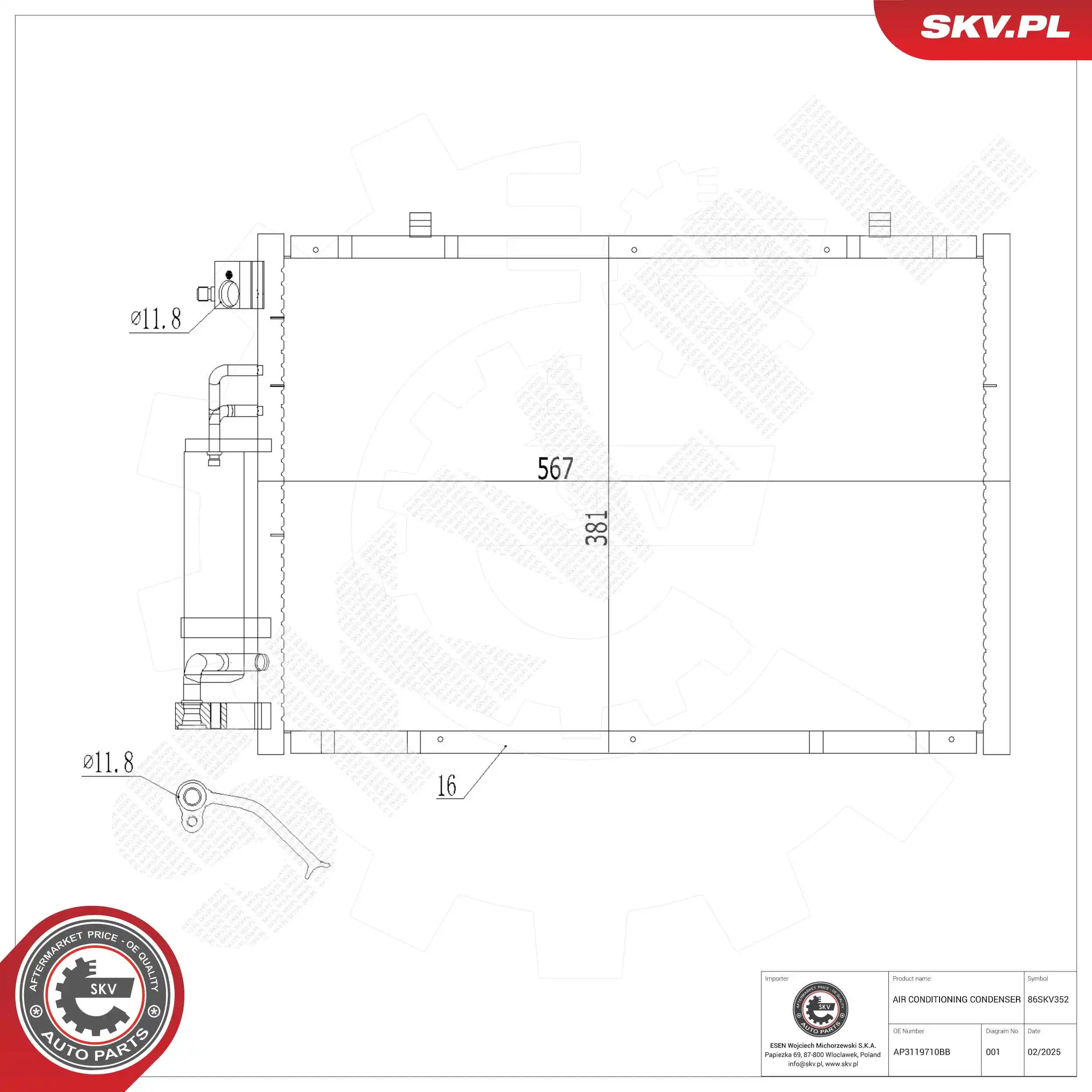 Condenser, air conditioning 86SKV352