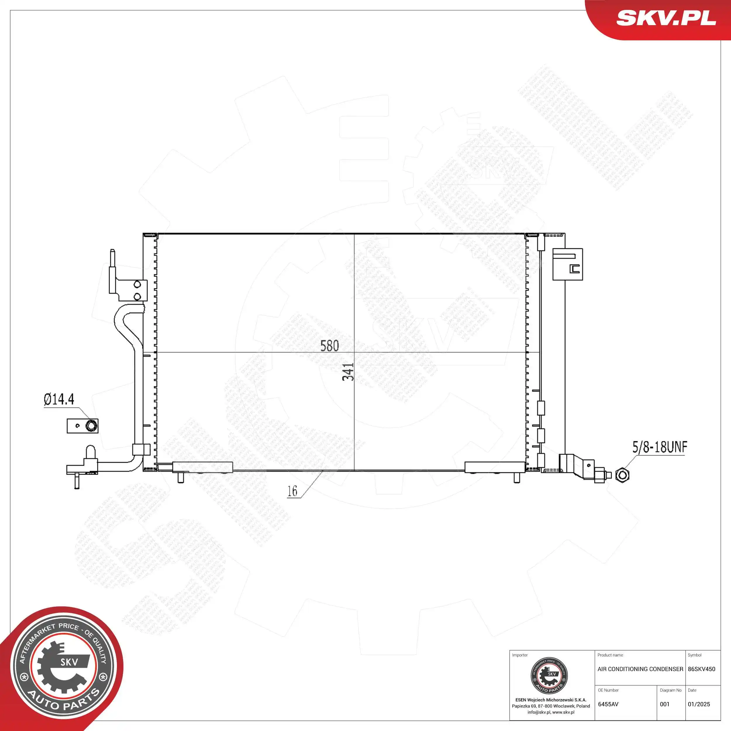 Condenser, air conditioning 86SKV450