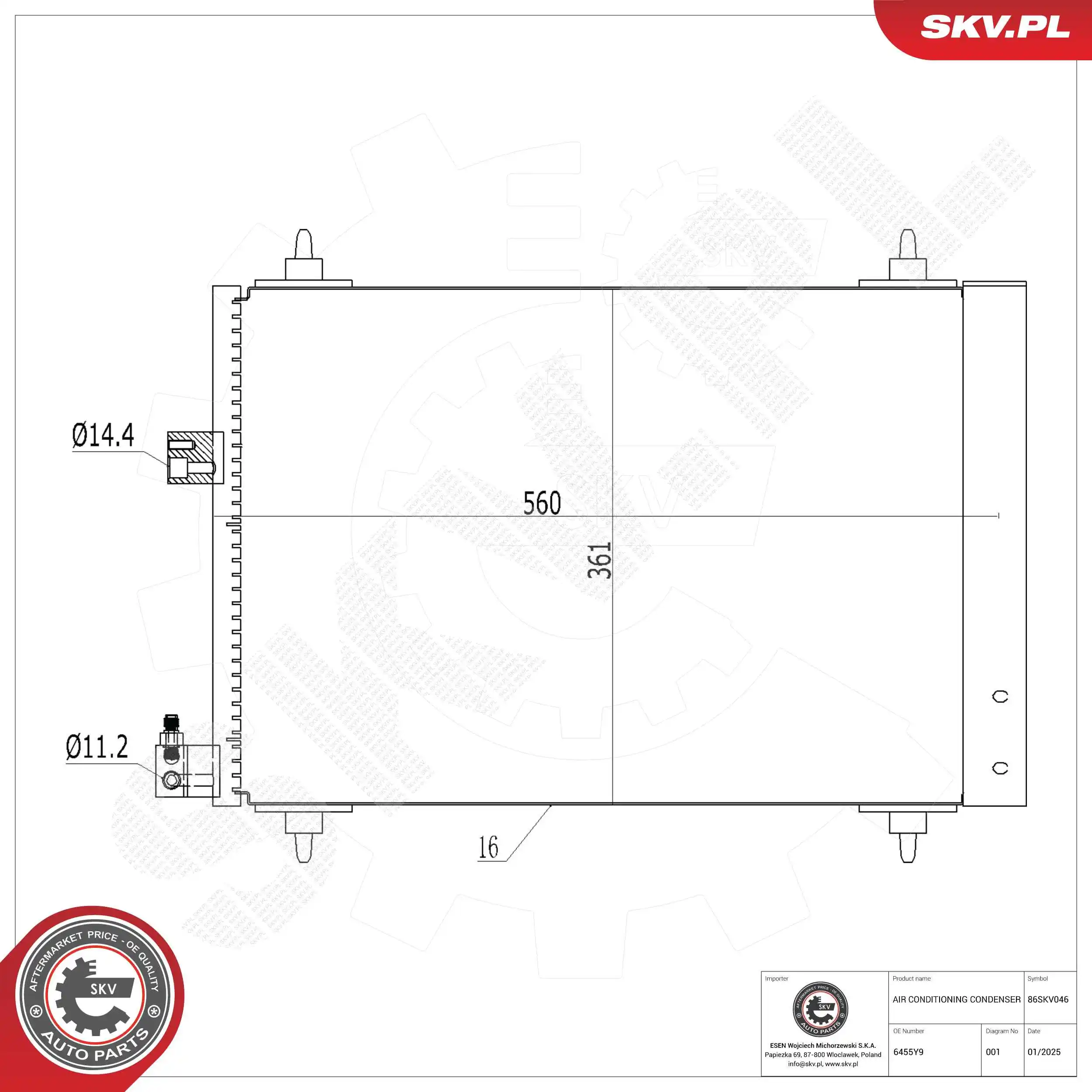 Condenser, air conditioning 86SKV046