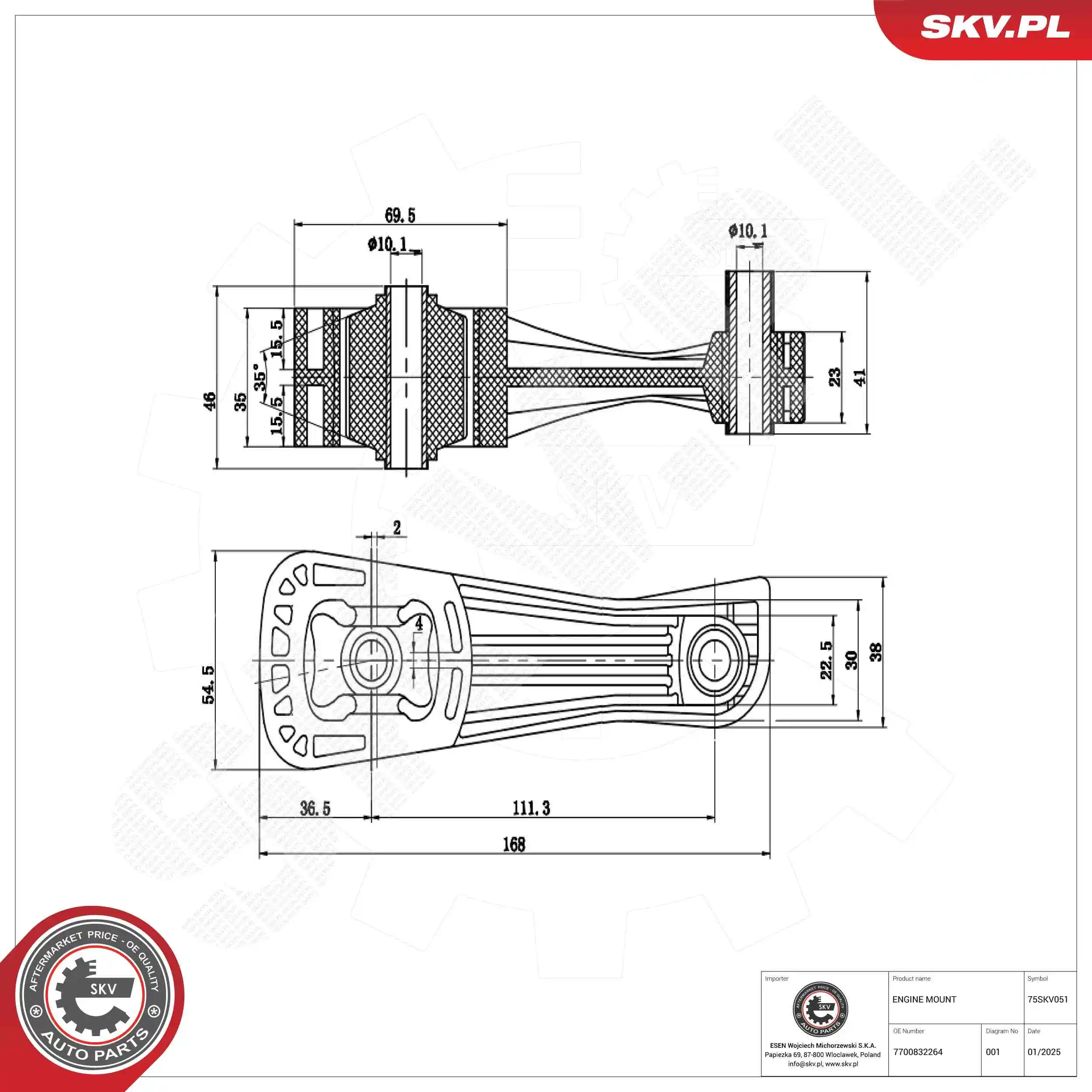 Mounting, engine 75SKV051