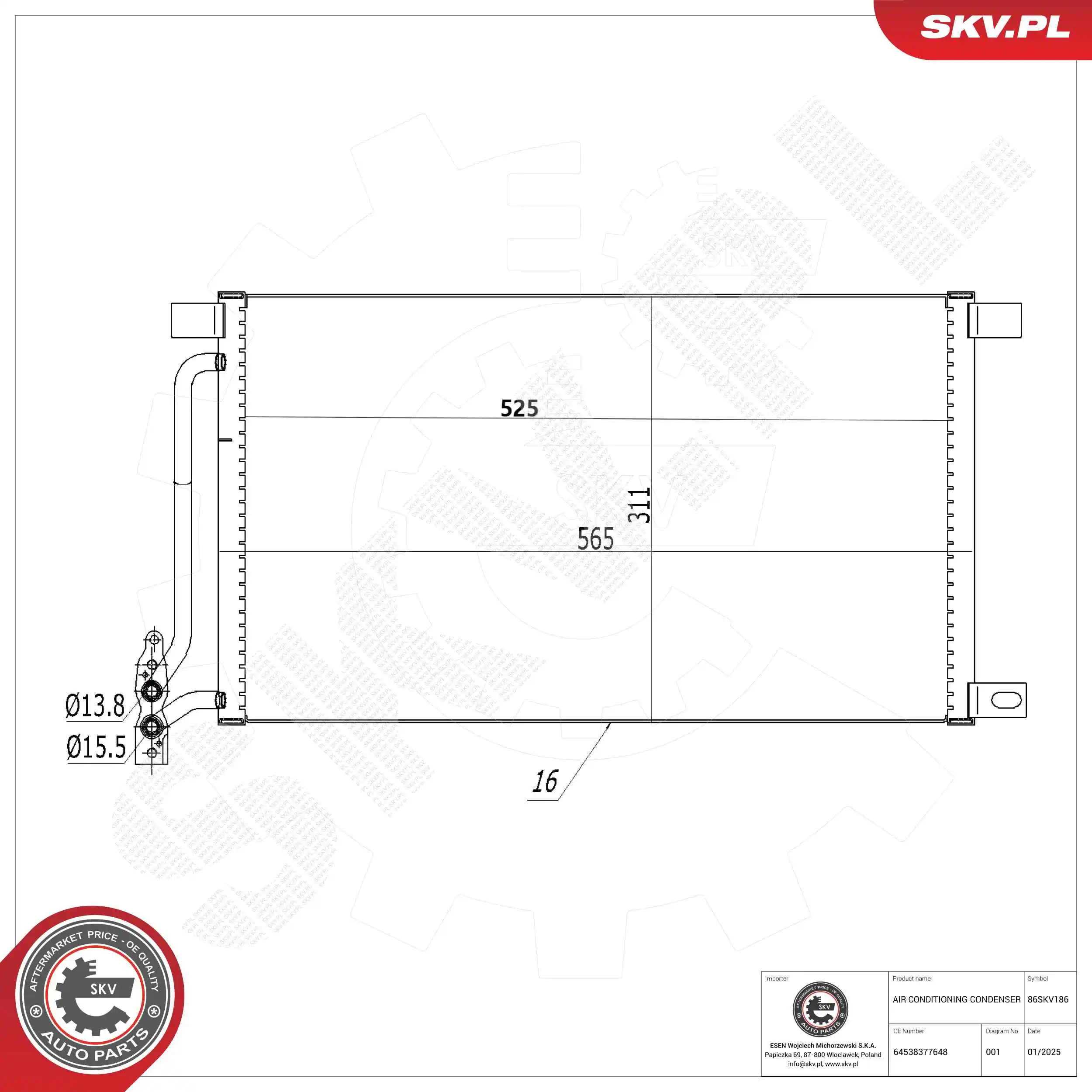Condenser, air conditioning 86SKV186