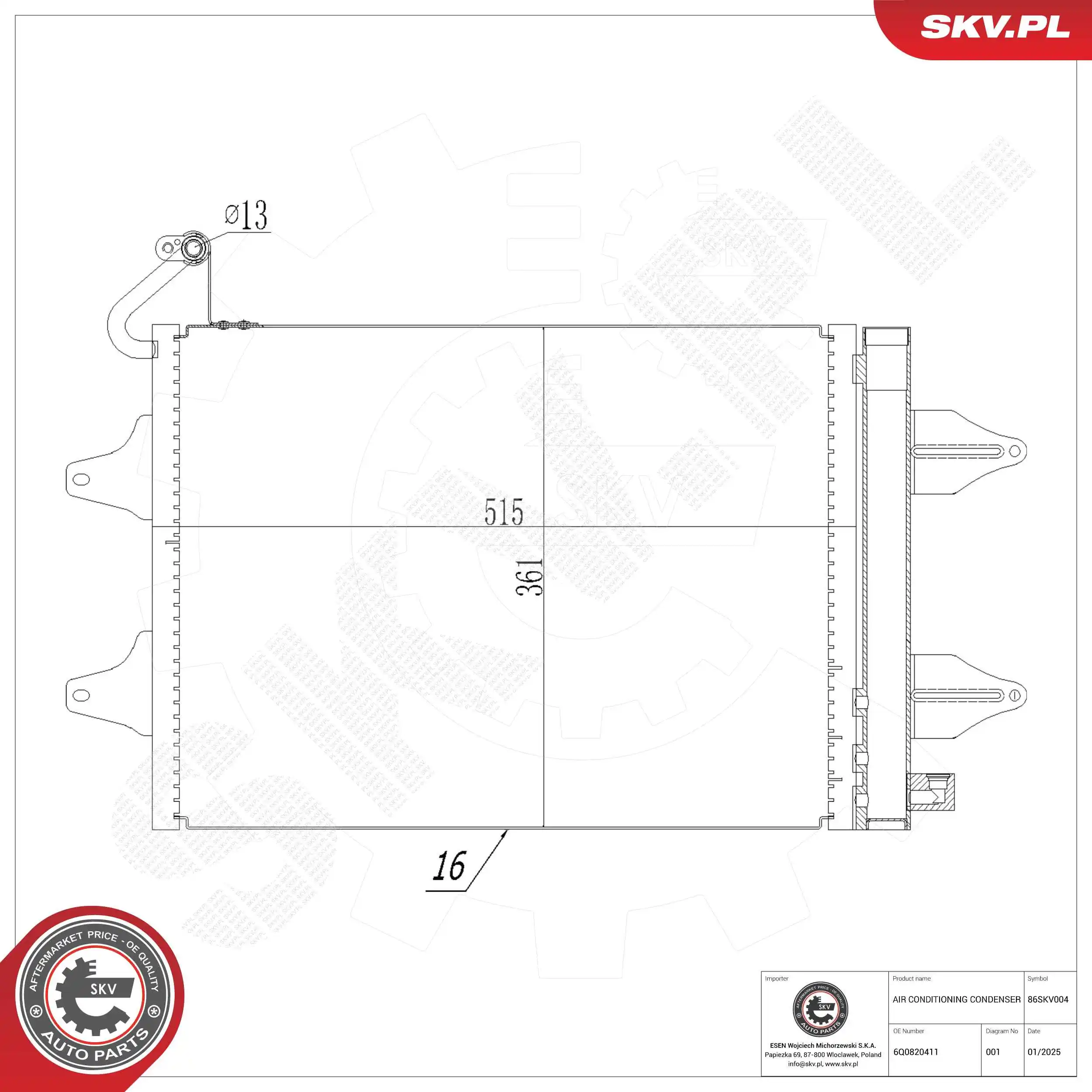 Condenser, air conditioning 86SKV004