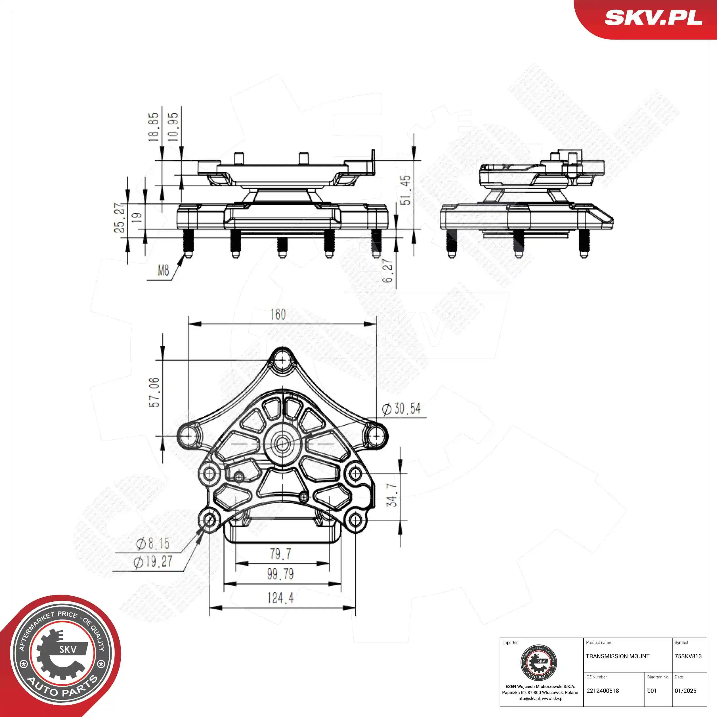 Mounting, automatic transmission 75SKV813