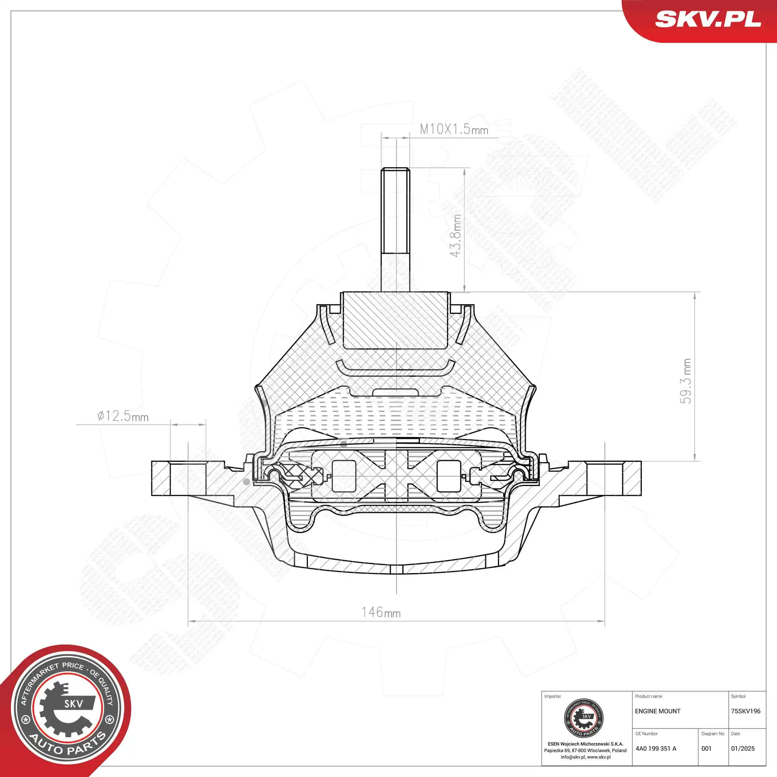 Mounting, engine 75SKV196