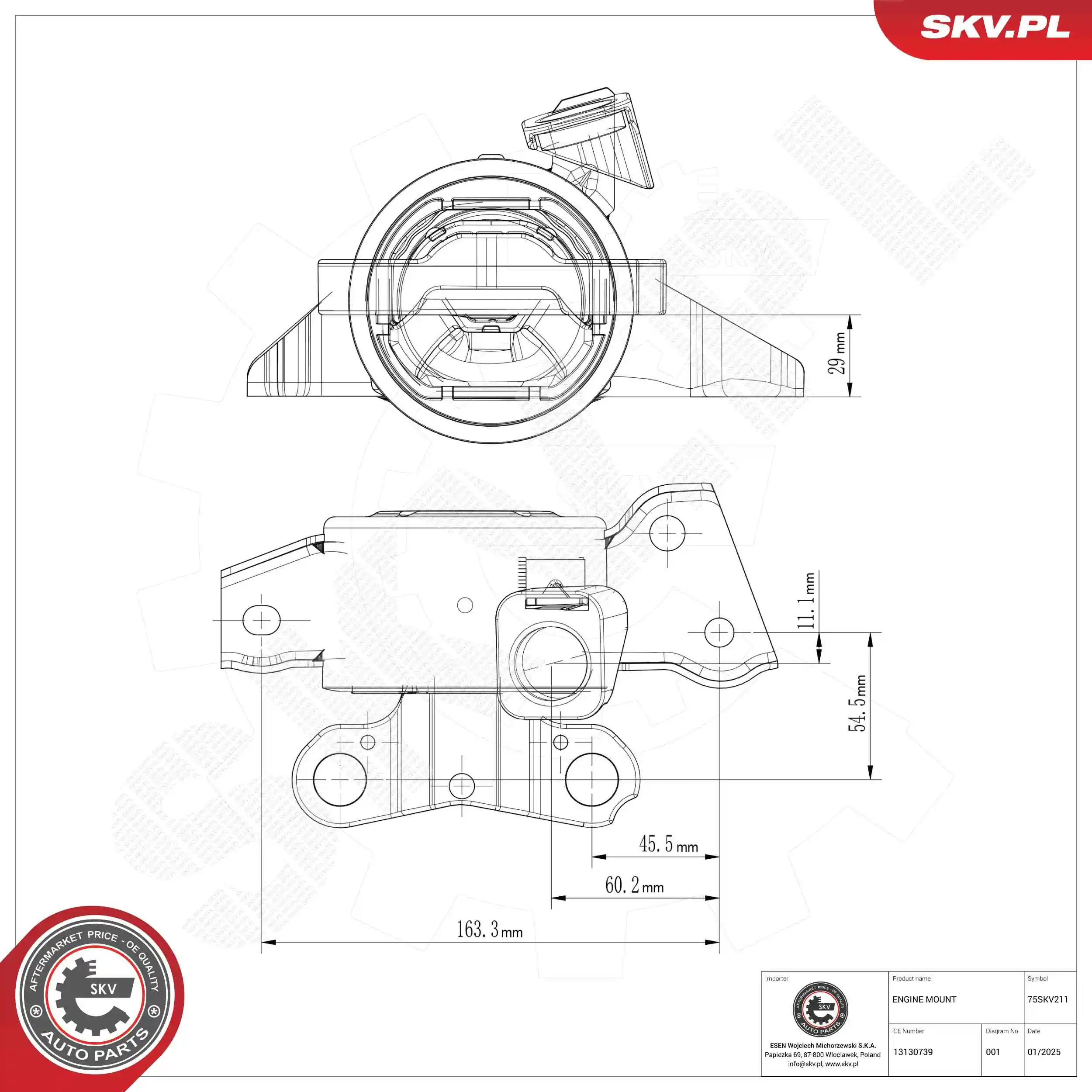 Mounting, engine 75SKV211