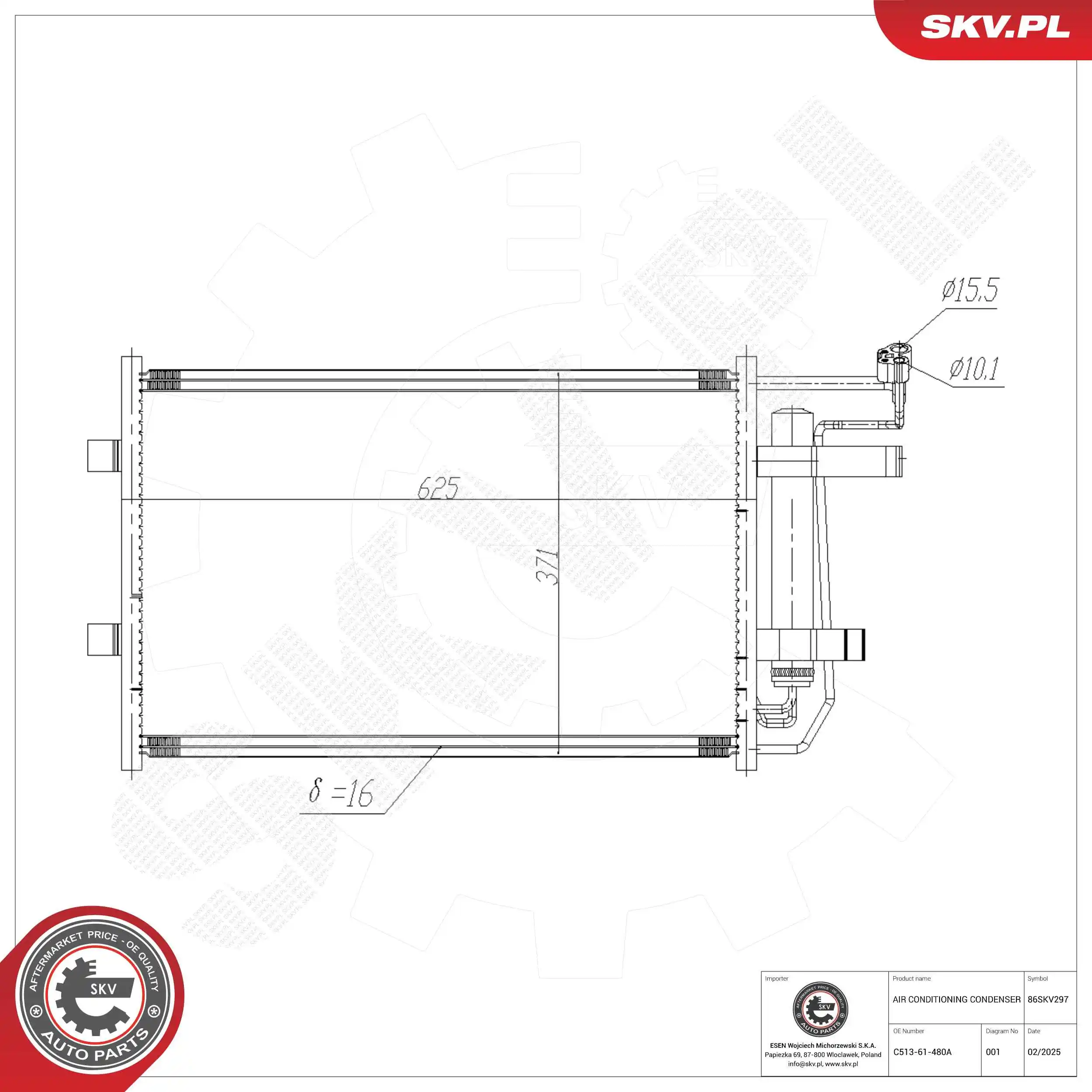 Condenser, air conditioning 86SKV297