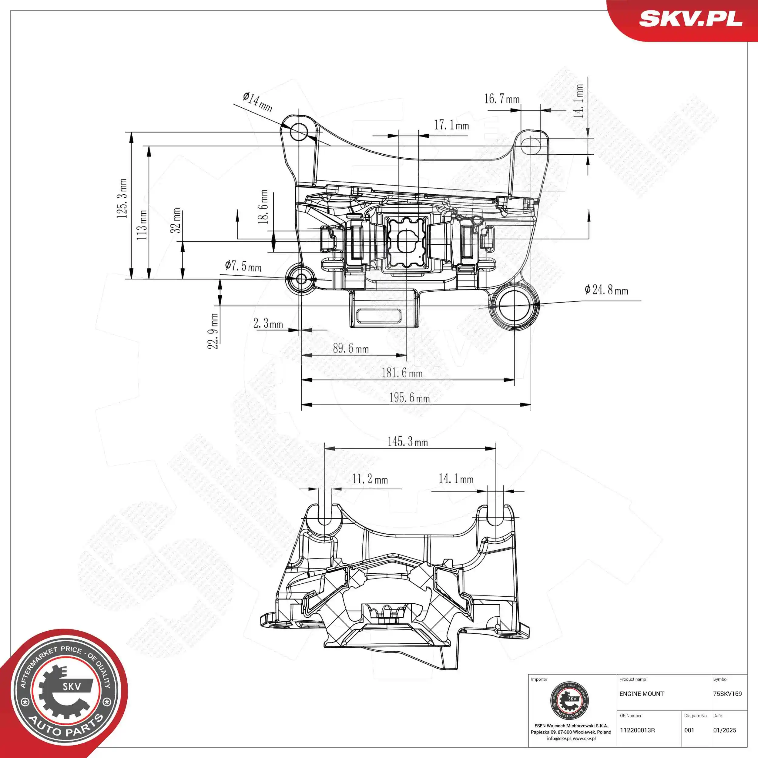 Mounting, engine 75SKV169