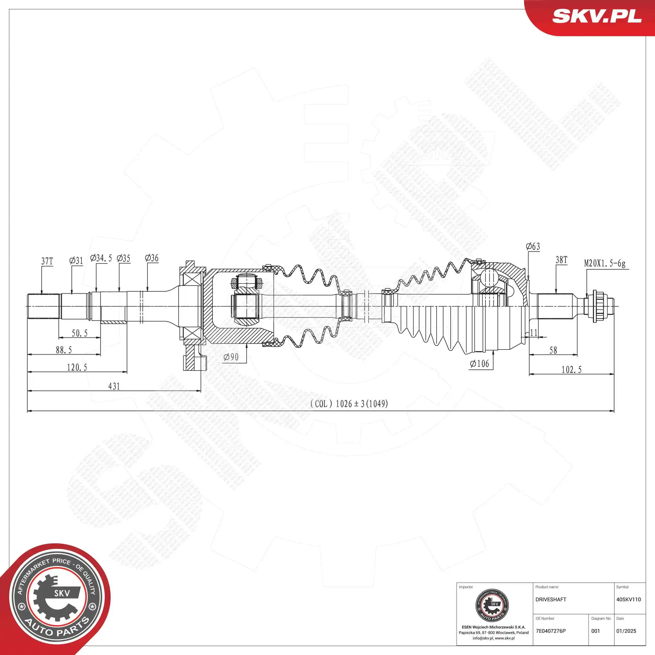 Drive Shaft 40SKV110