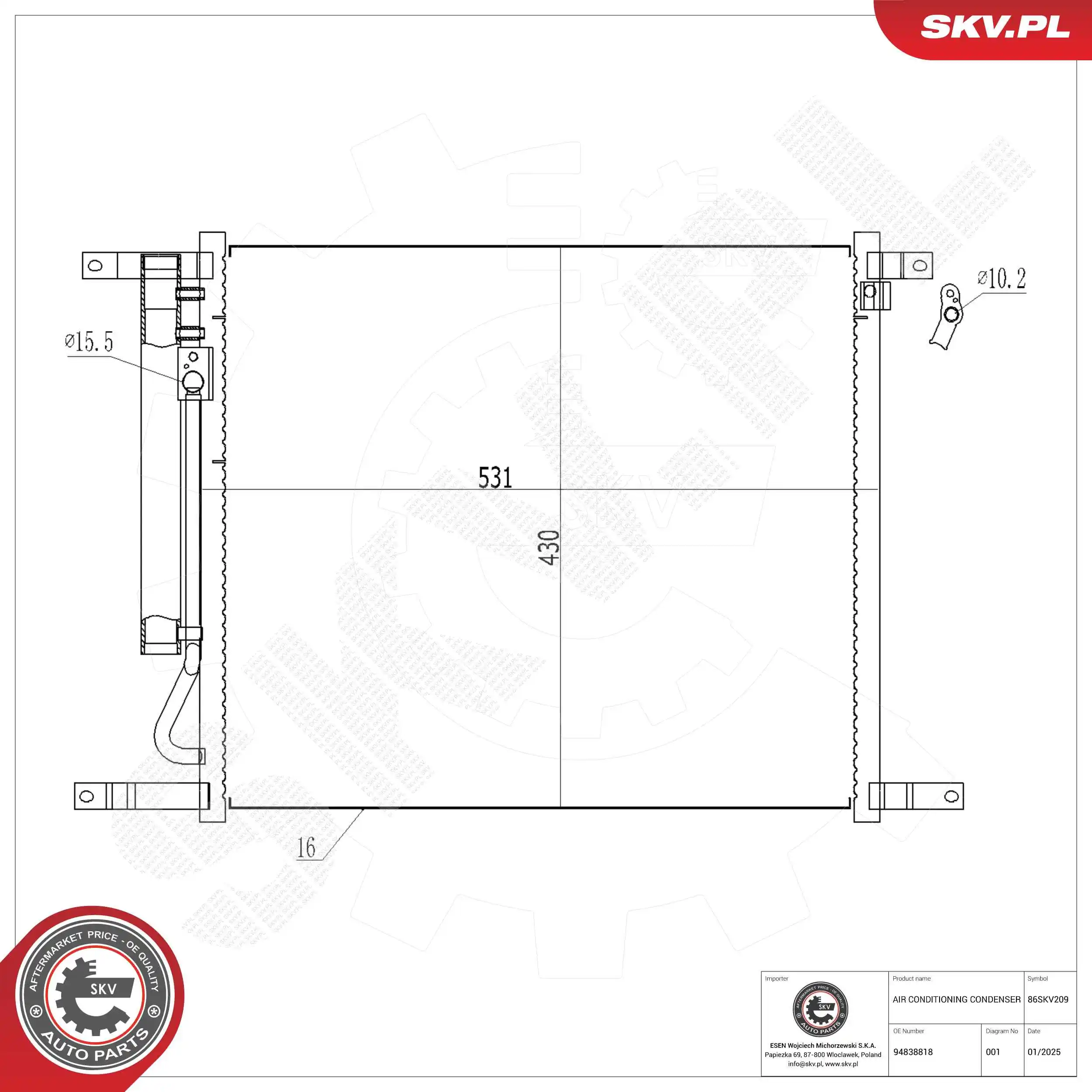 Condenser, air conditioning 86SKV209