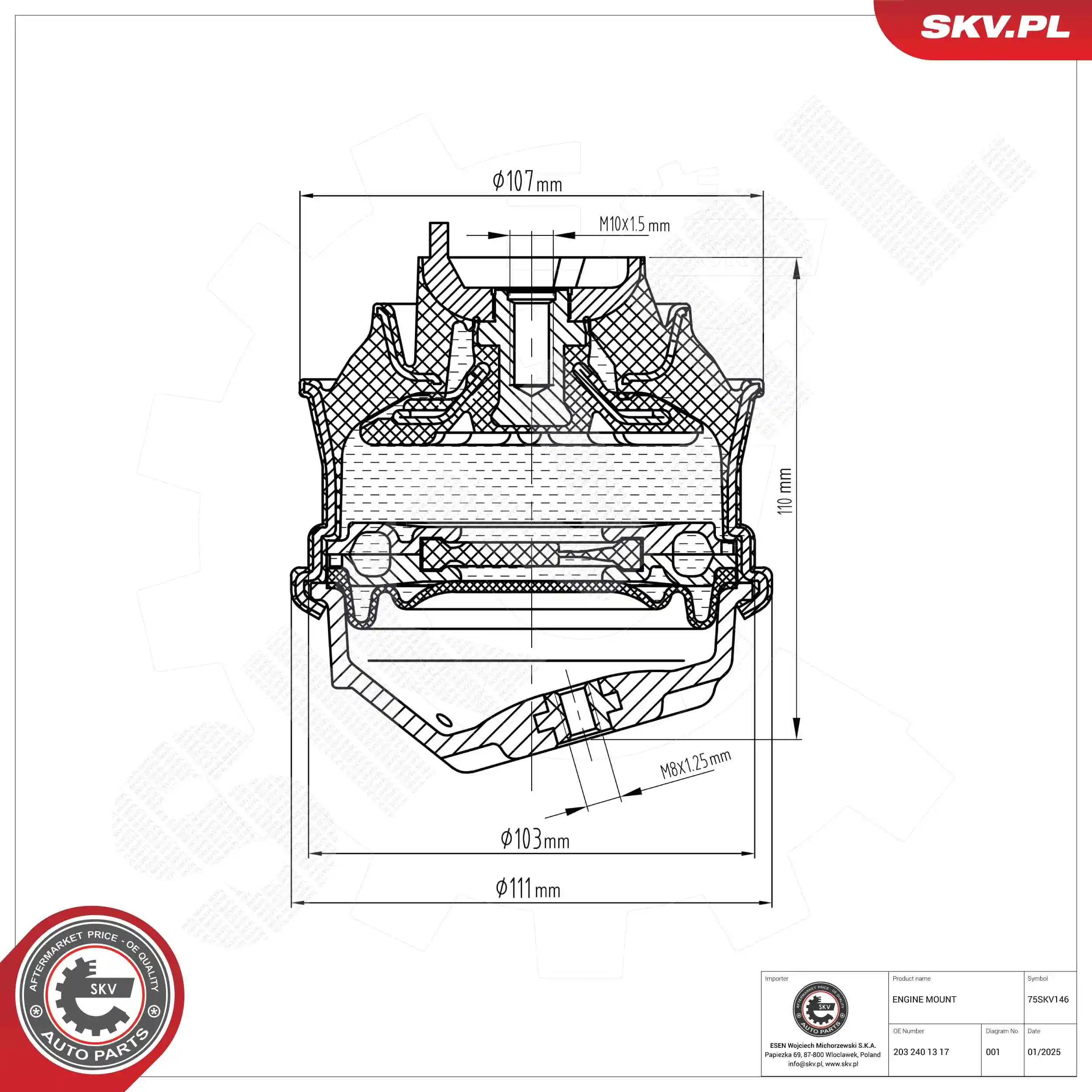 Mounting, engine 75SKV146