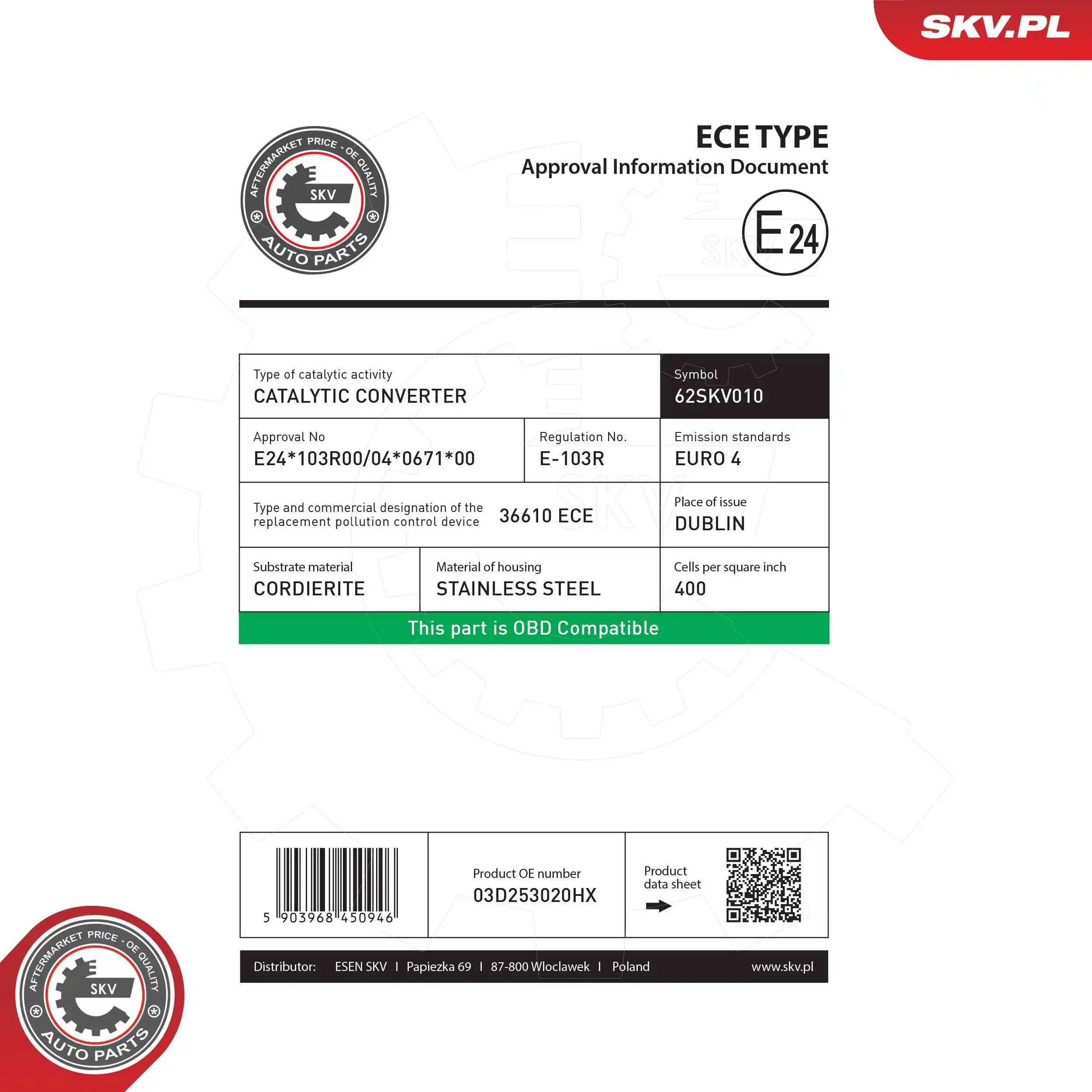 Catalytic Converter 62SKV010