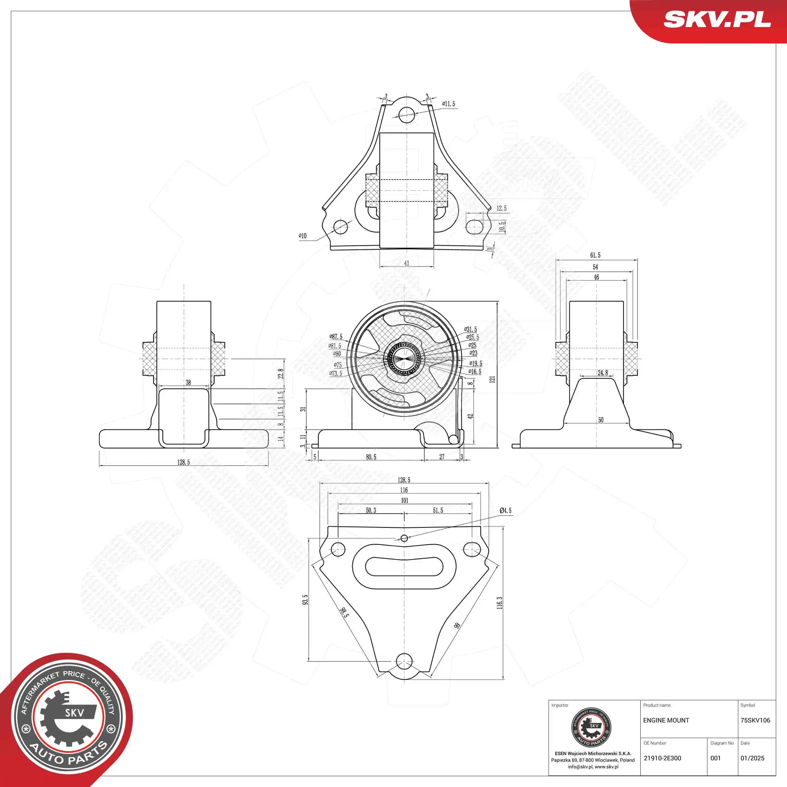 Mounting, engine 75SKV106