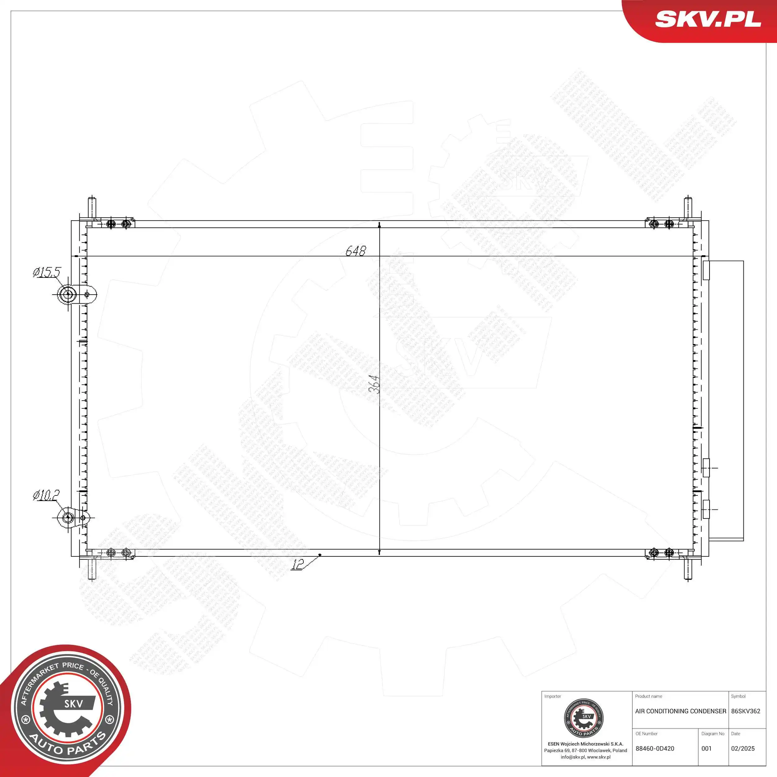 Condenser, air conditioning 86SKV362