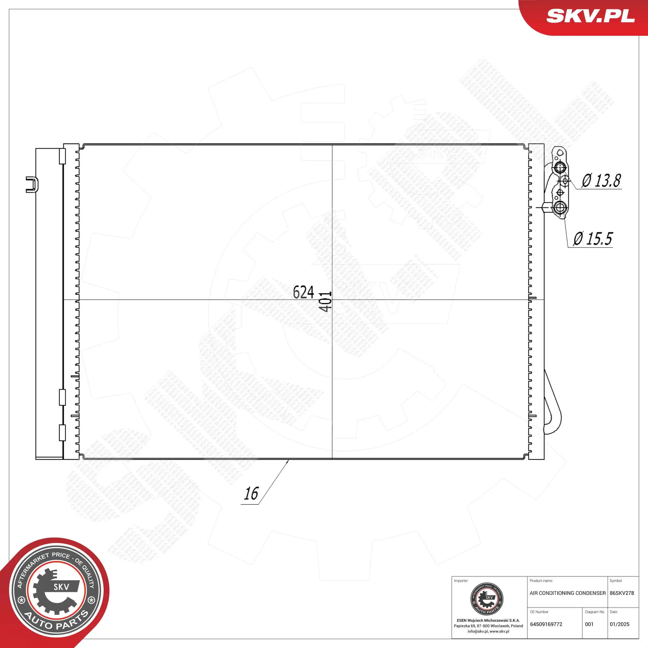Condenser, air conditioning 86SKV278