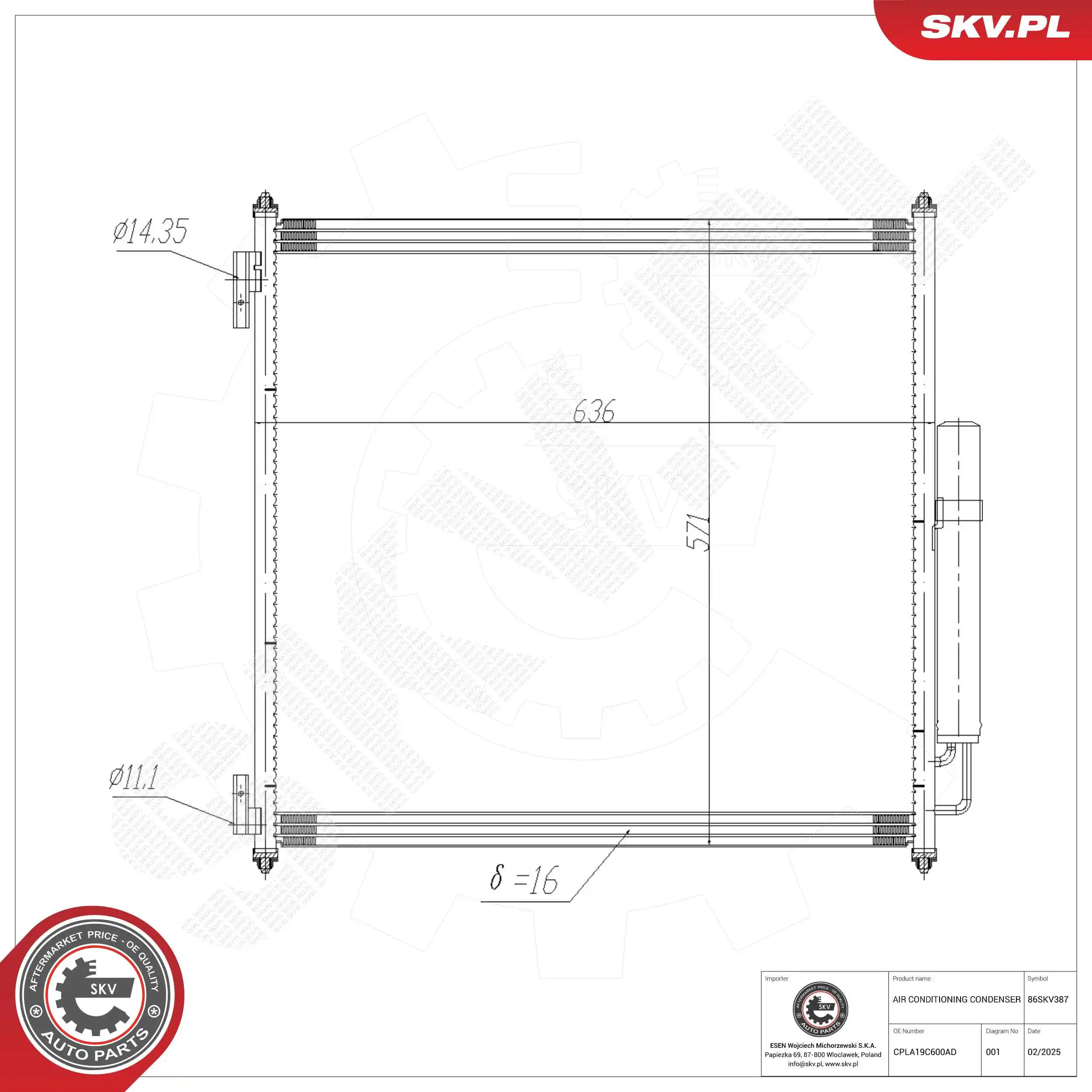 Condenser, air conditioning 86SKV387