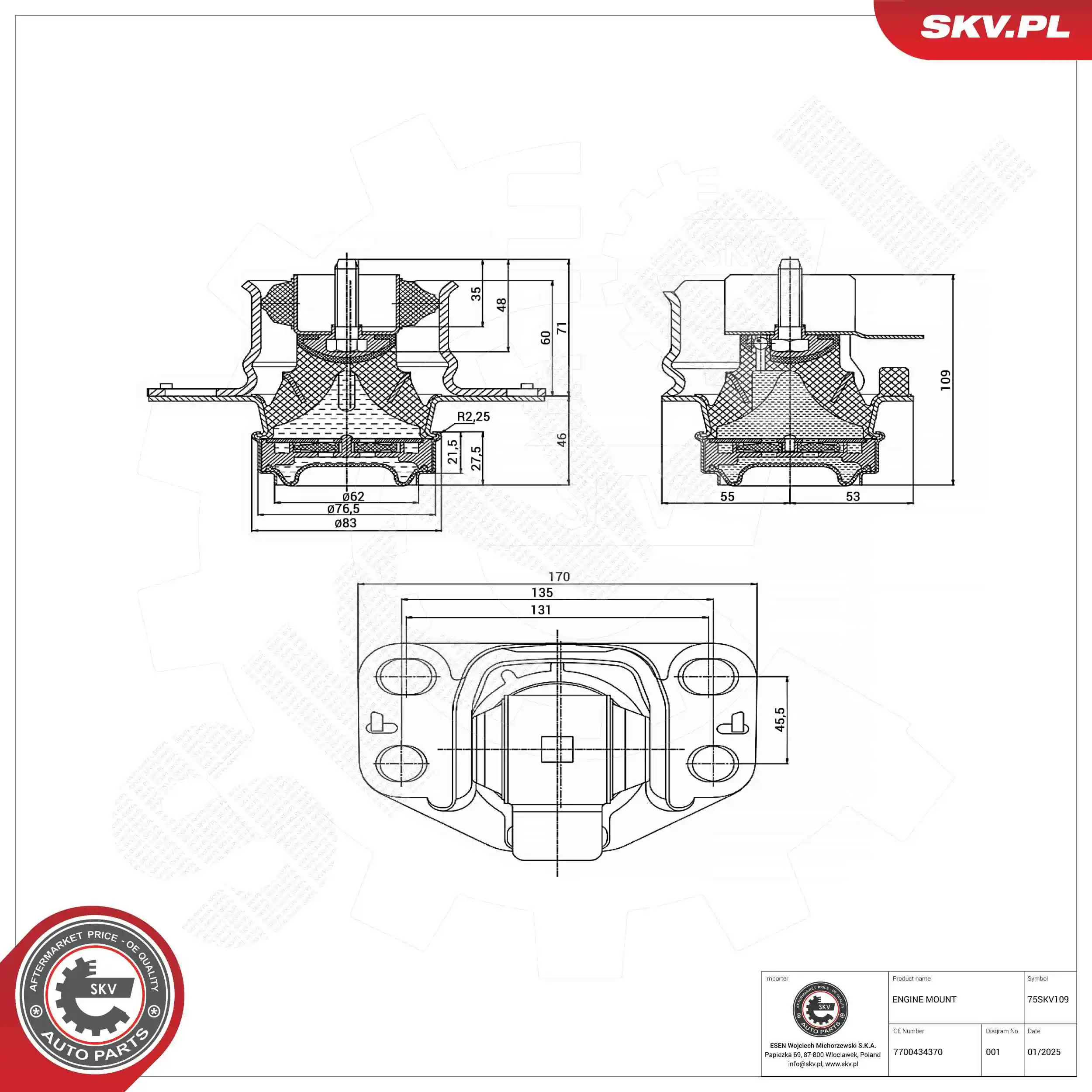 ESEN SKV 75SKV109 Mounting, engine