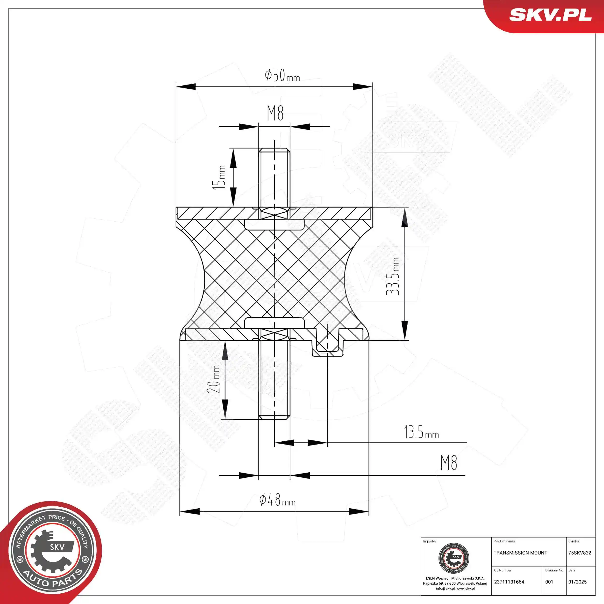 Mounting, automatic transmission 75SKV832
