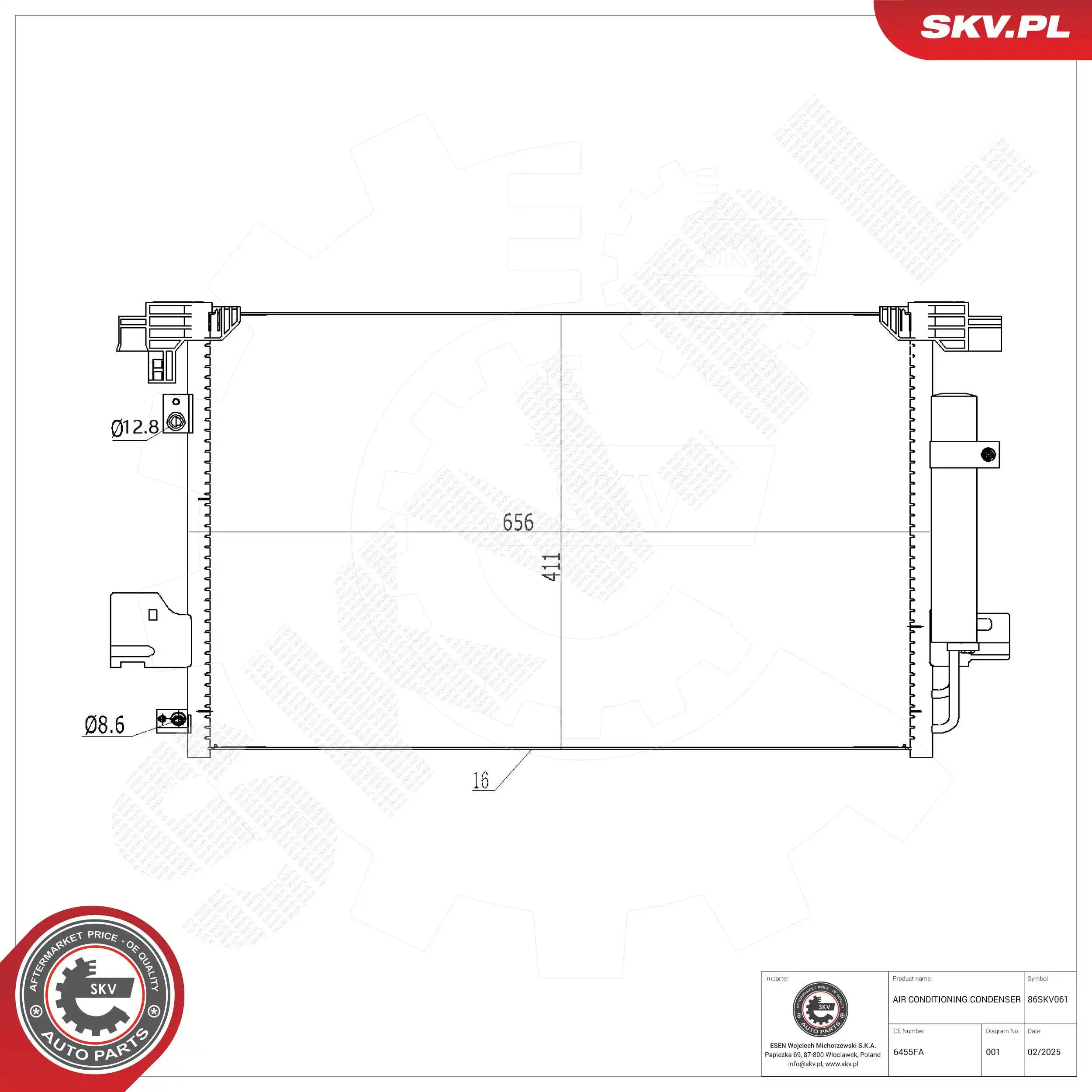 Condenser, air conditioning 86SKV061