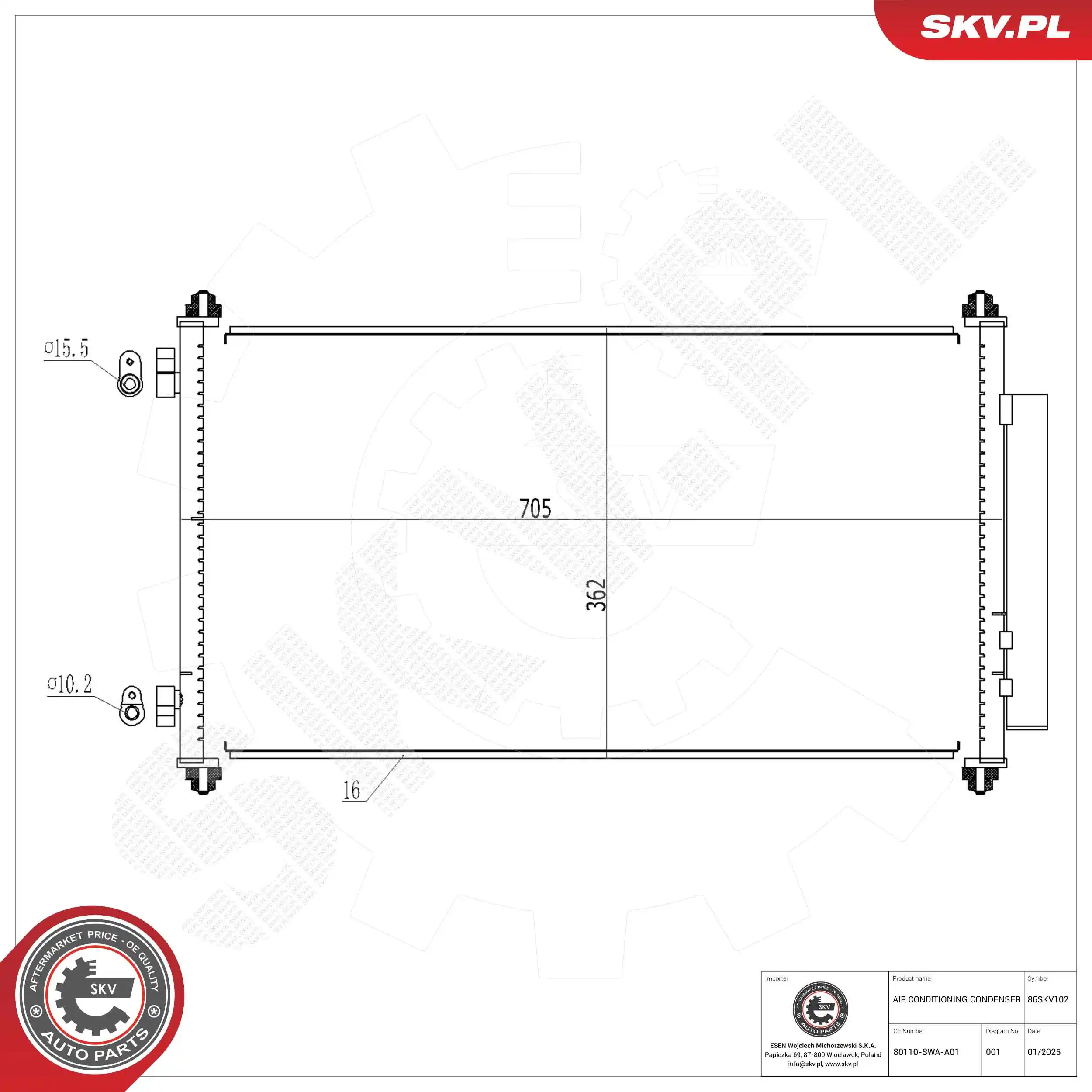 Condenser, air conditioning 86SKV102