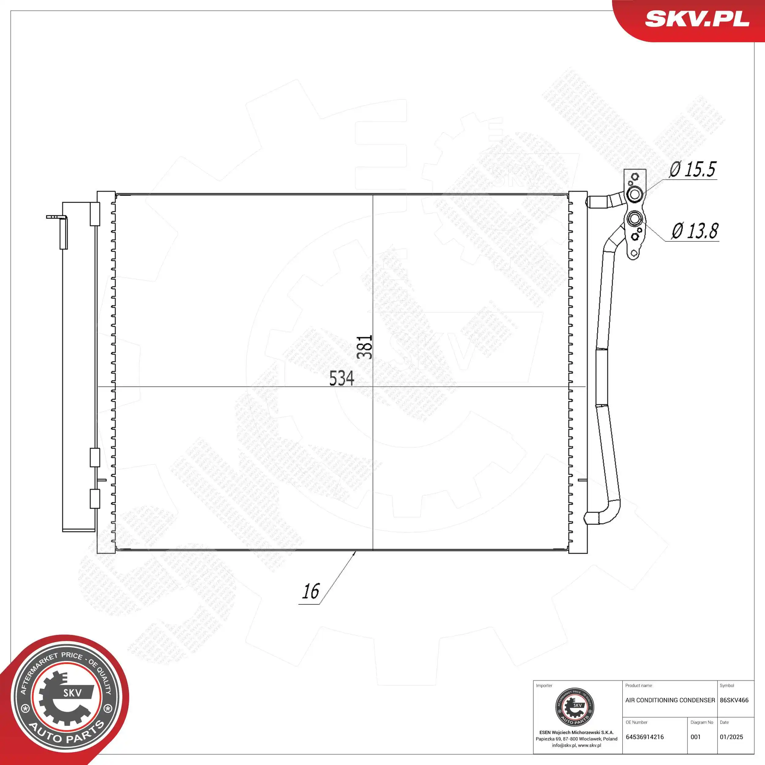 Condenser, air conditioning 86SKV466