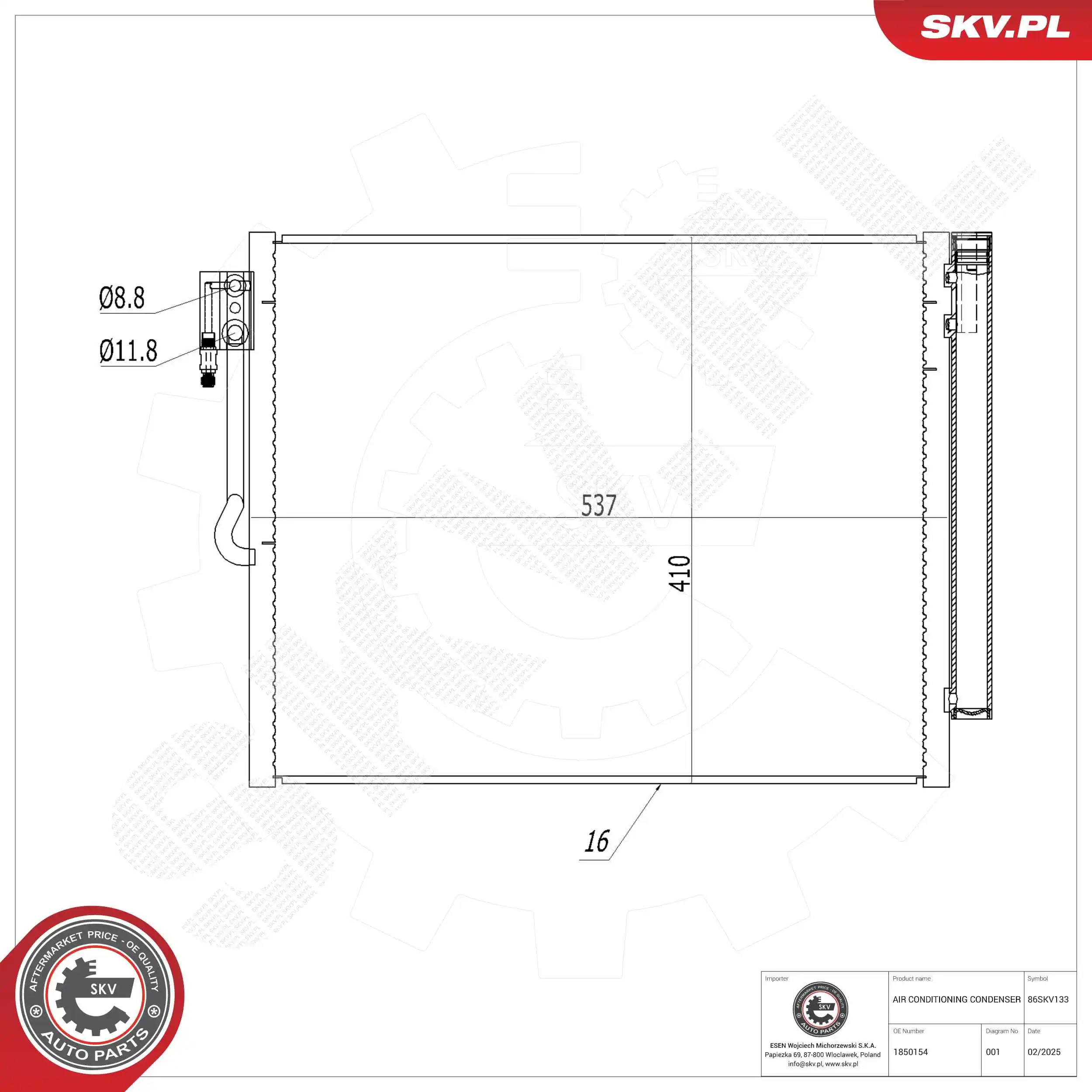 Condenser, air conditioning 86SKV133