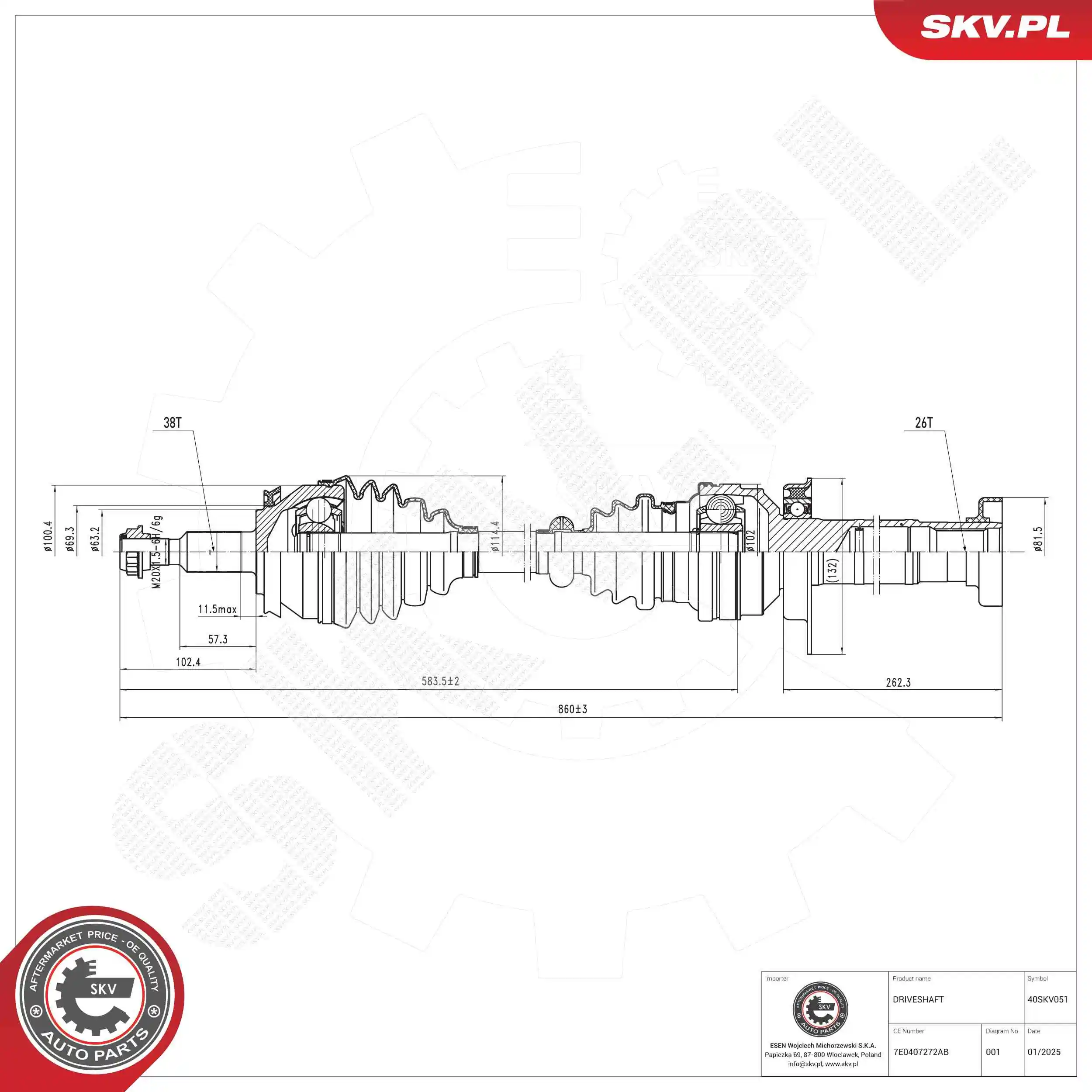 Drive Shaft 40SKV051