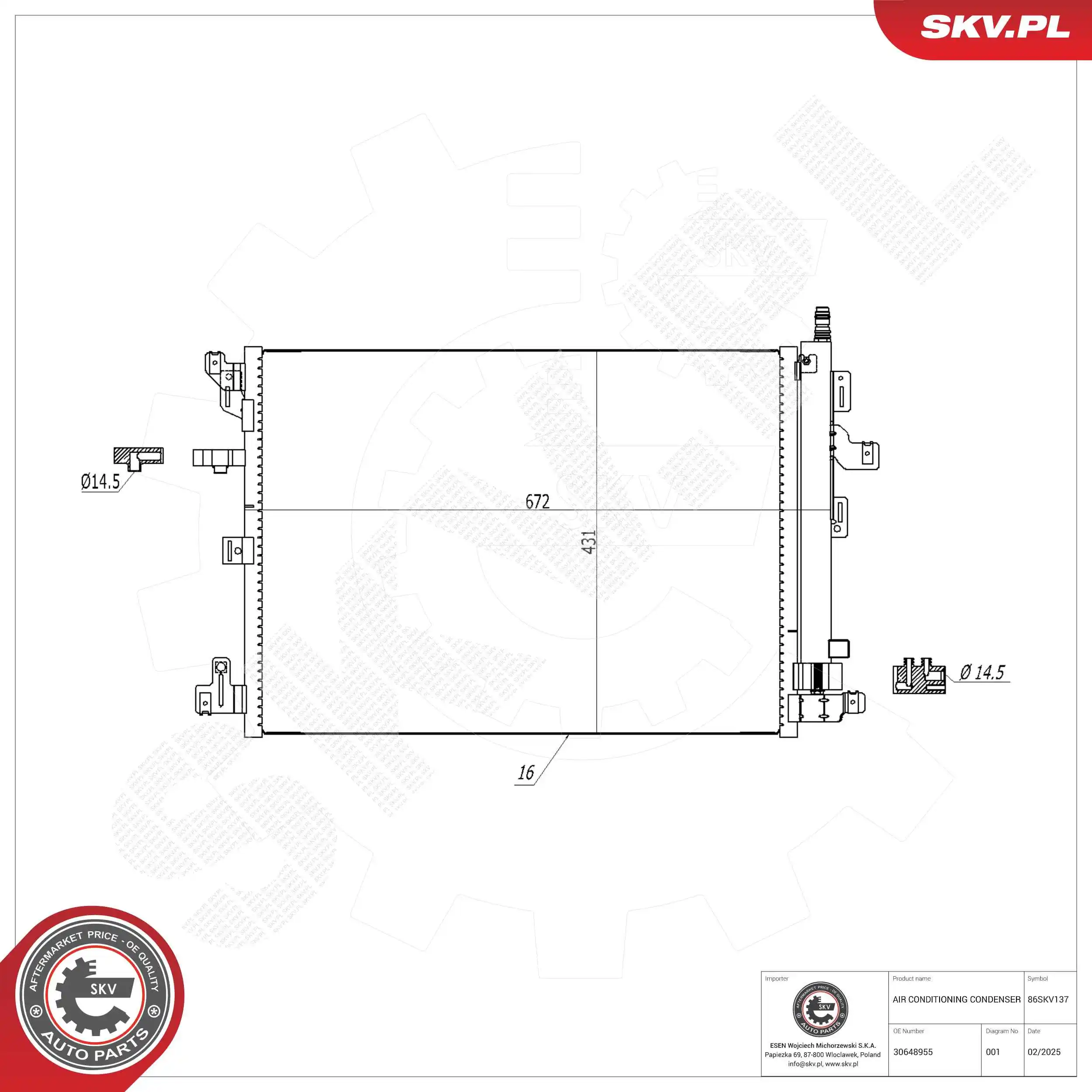 Condenser, air conditioning 86SKV137