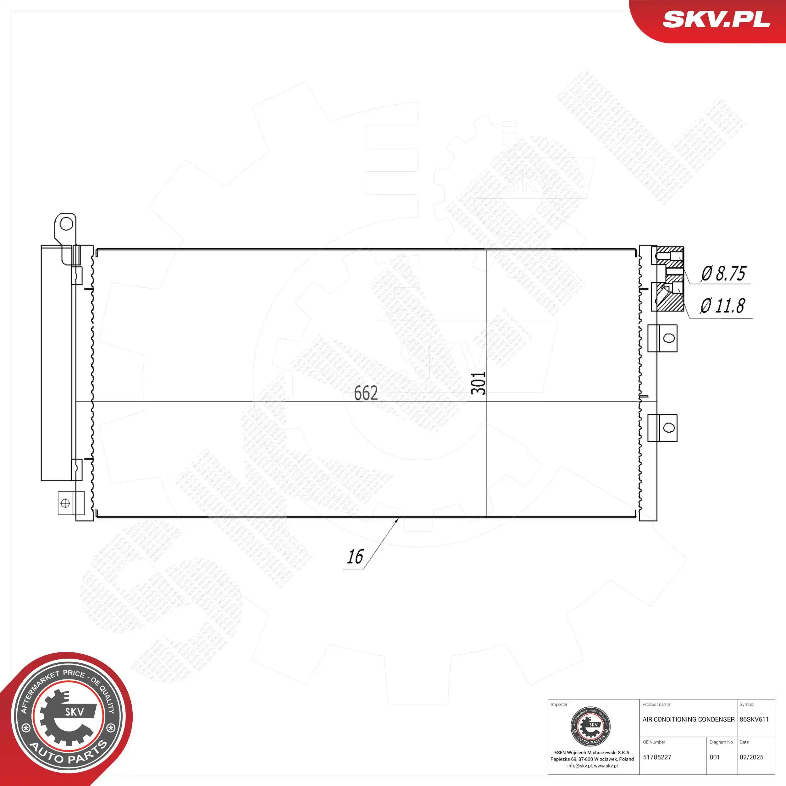 Condenser, air conditioning 86SKV611