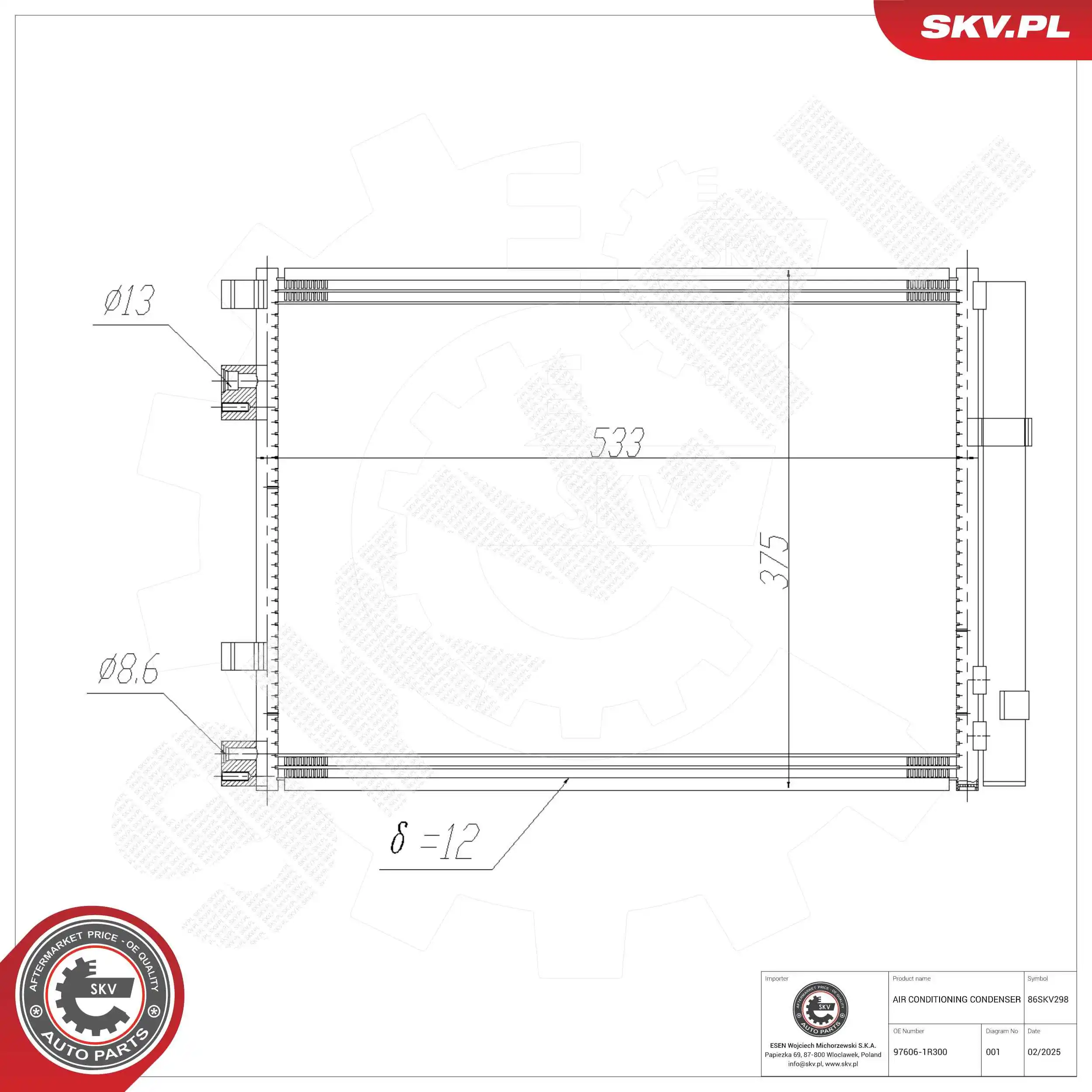Condenser, air conditioning 86SKV298