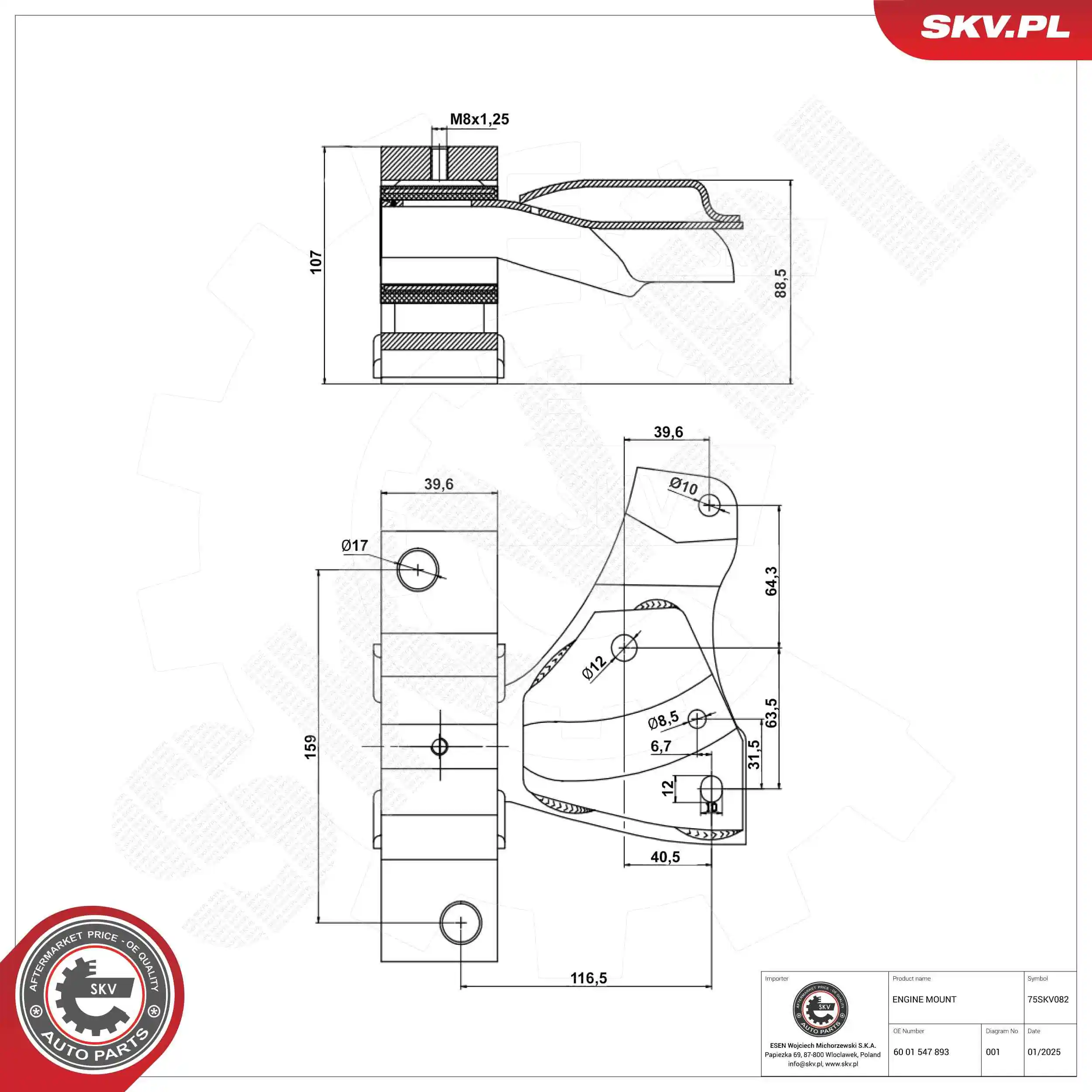 Mounting, engine 75SKV082