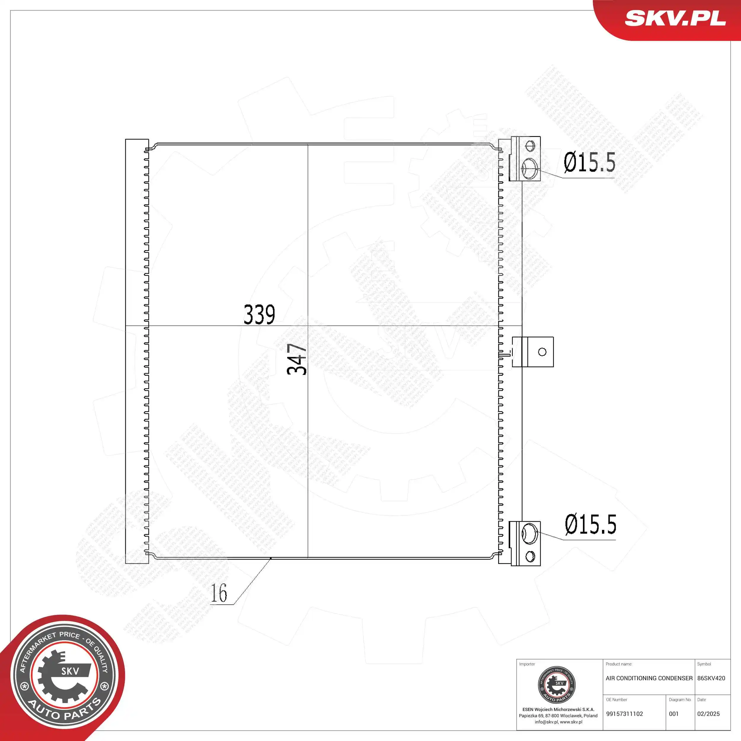 Condenser, air conditioning 86SKV420