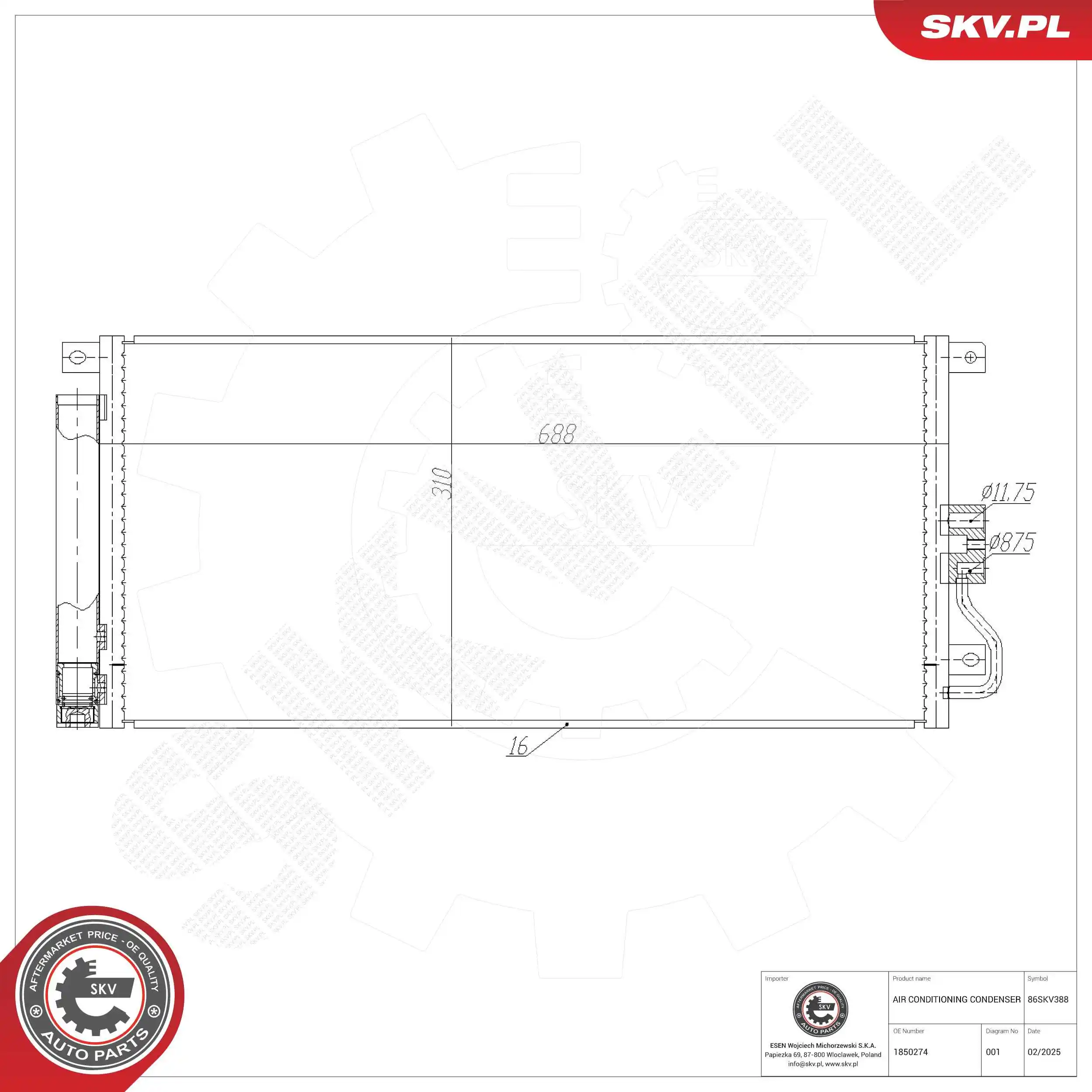 Condenser, air conditioning 86SKV388