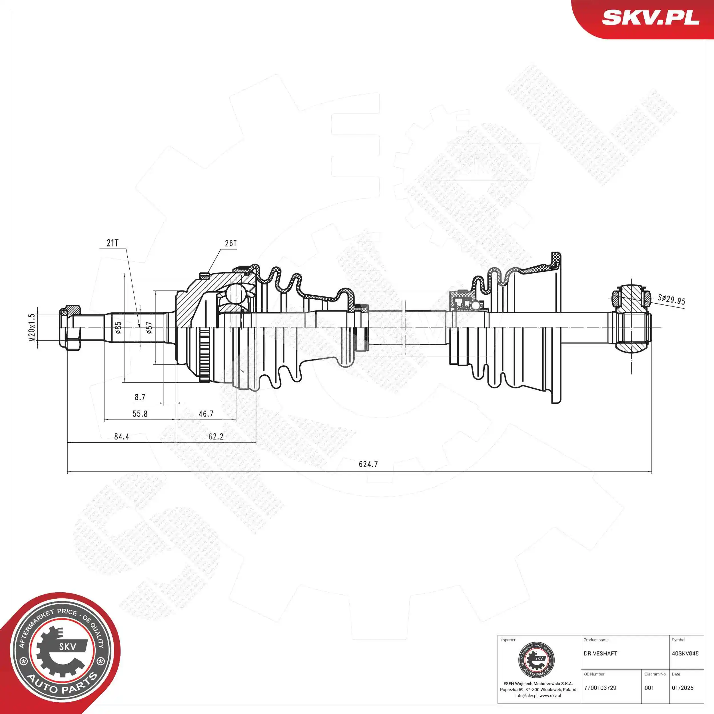 Drive Shaft 40SKV045