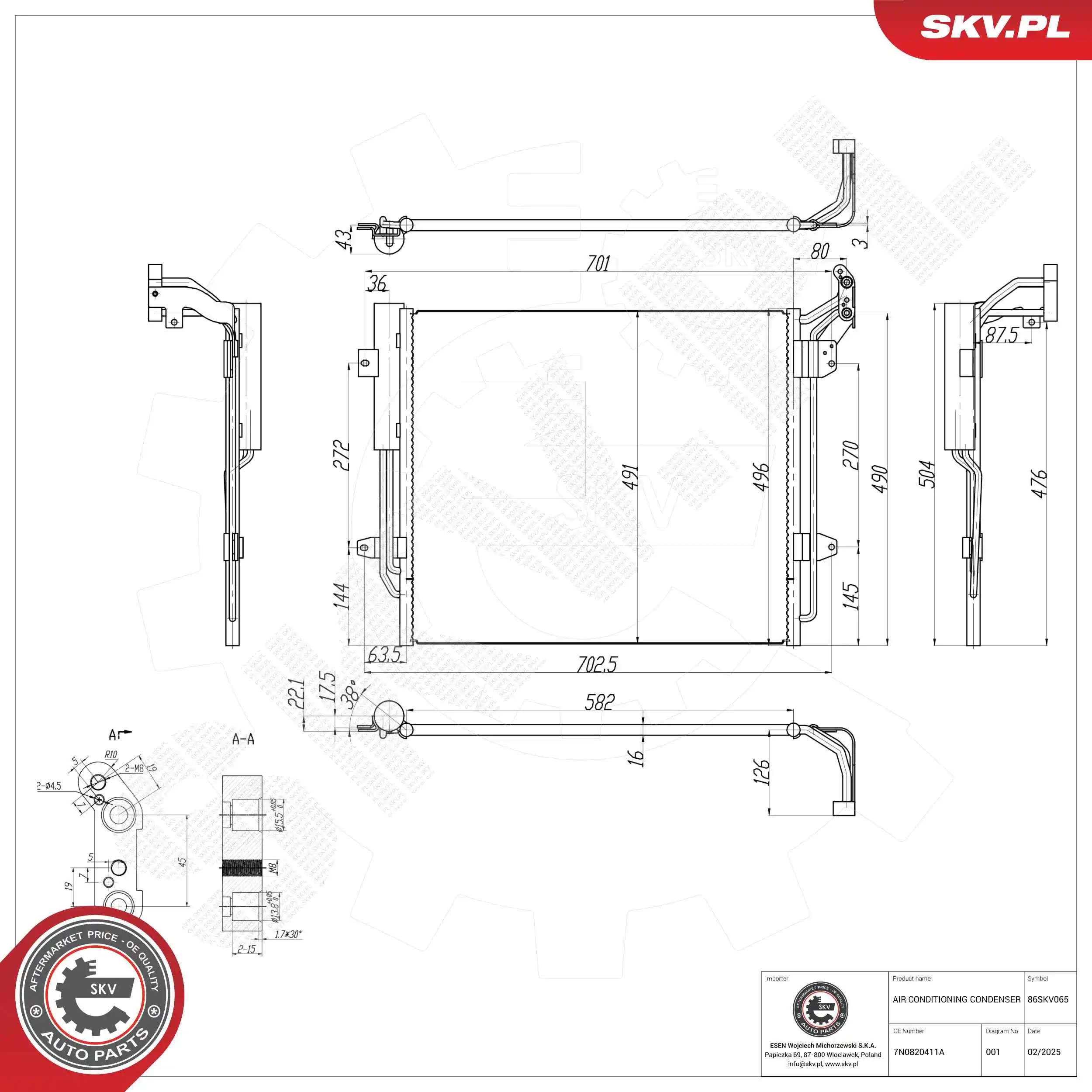 Condenser, air conditioning 86SKV065