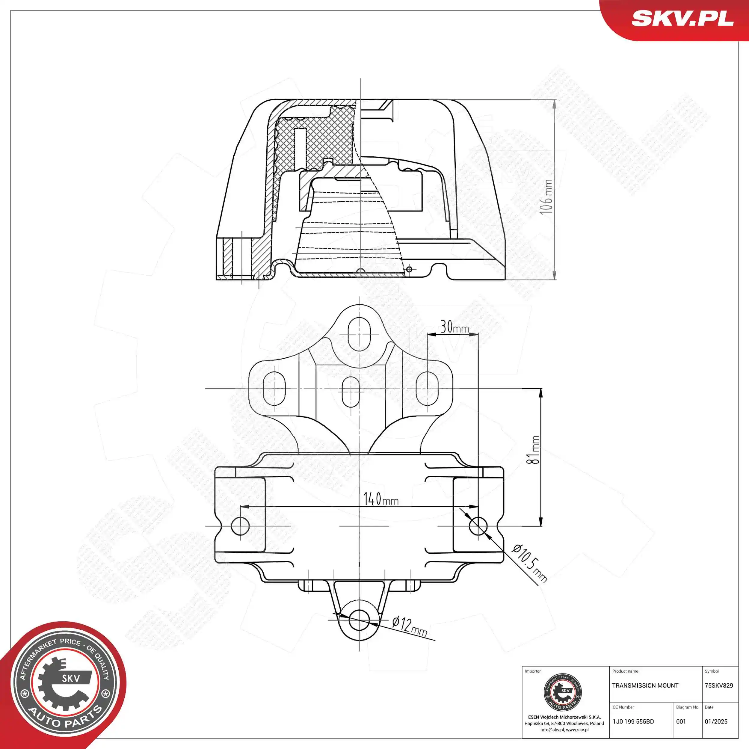 Mounting, manual transmission 75SKV829