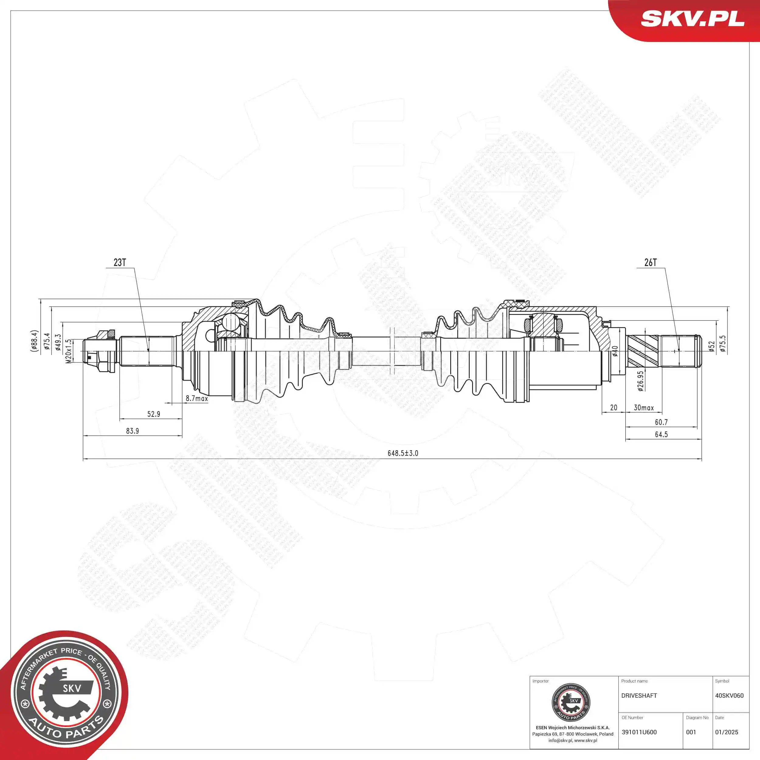 Drive Shaft 40SKV060