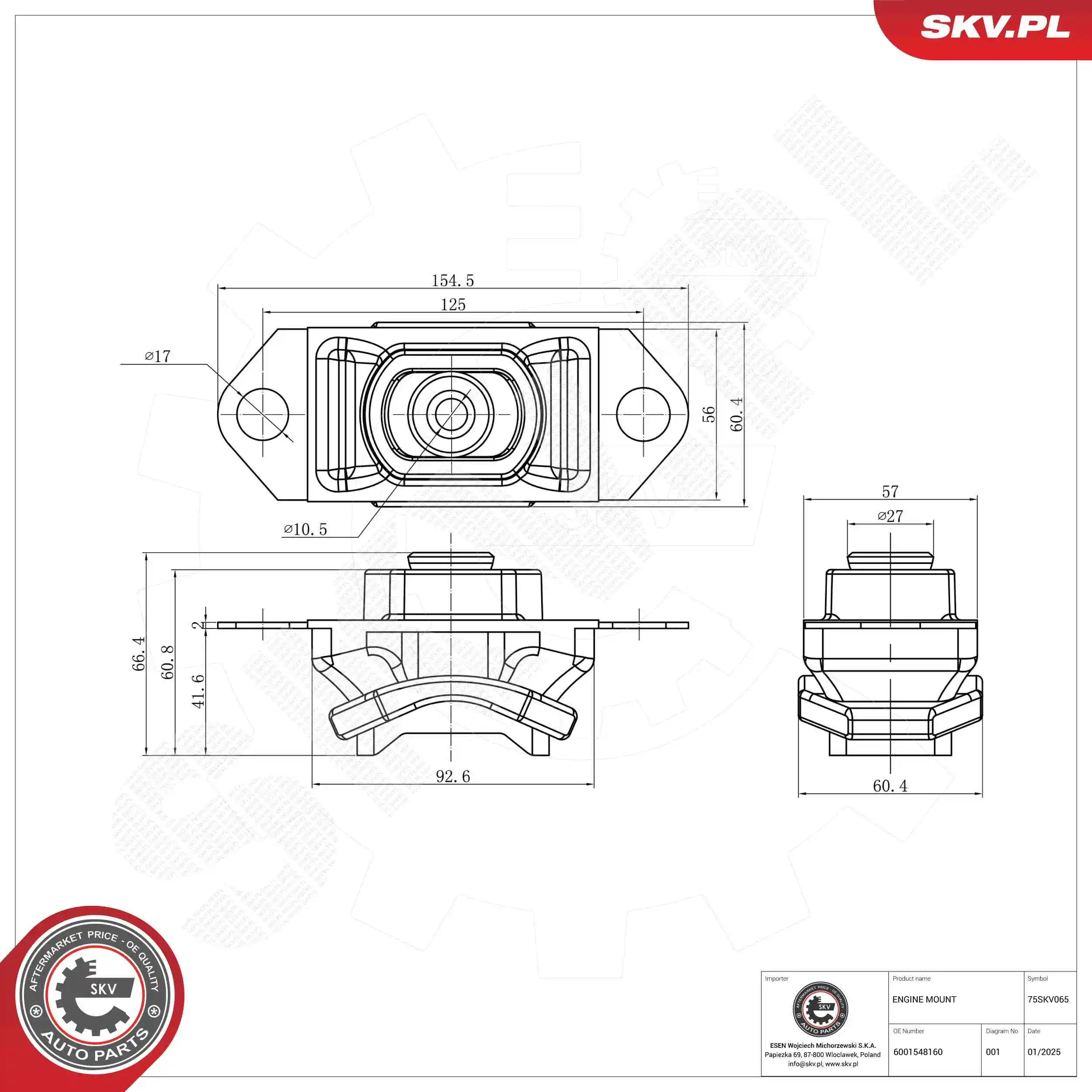 Mounting, engine 75SKV065