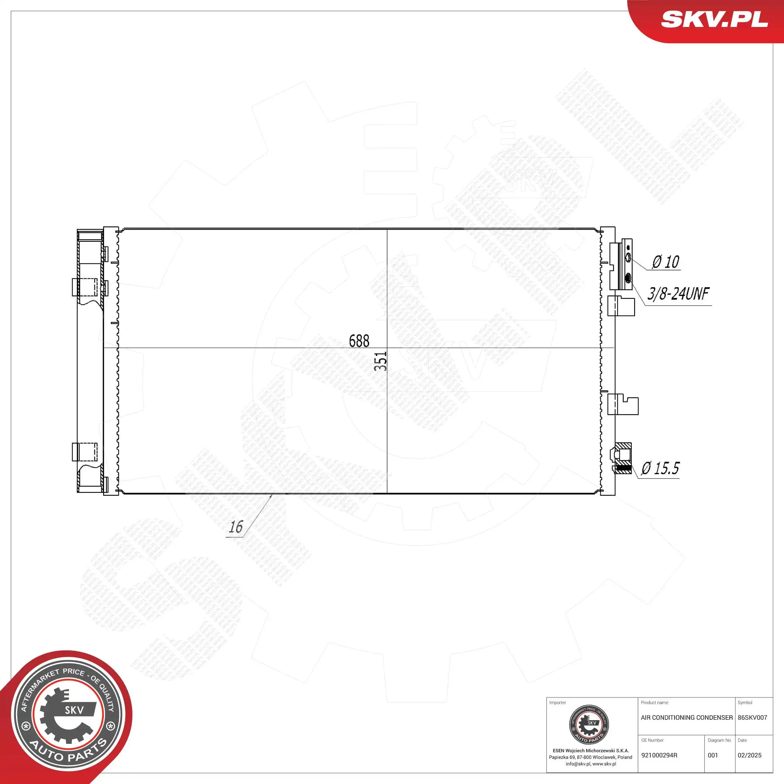 Condenser, air conditioning 86SKV007