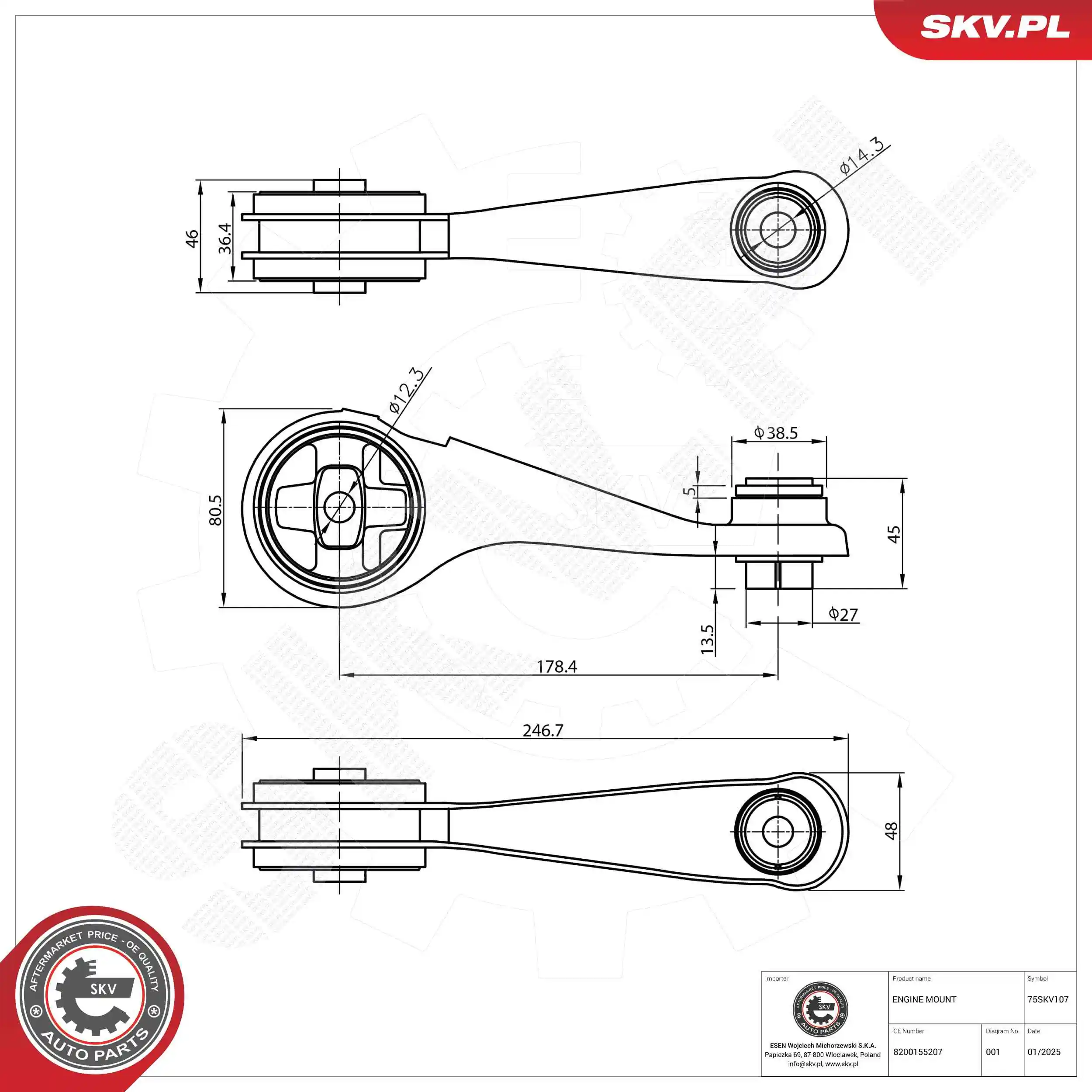 Mounting, engine 75SKV107
