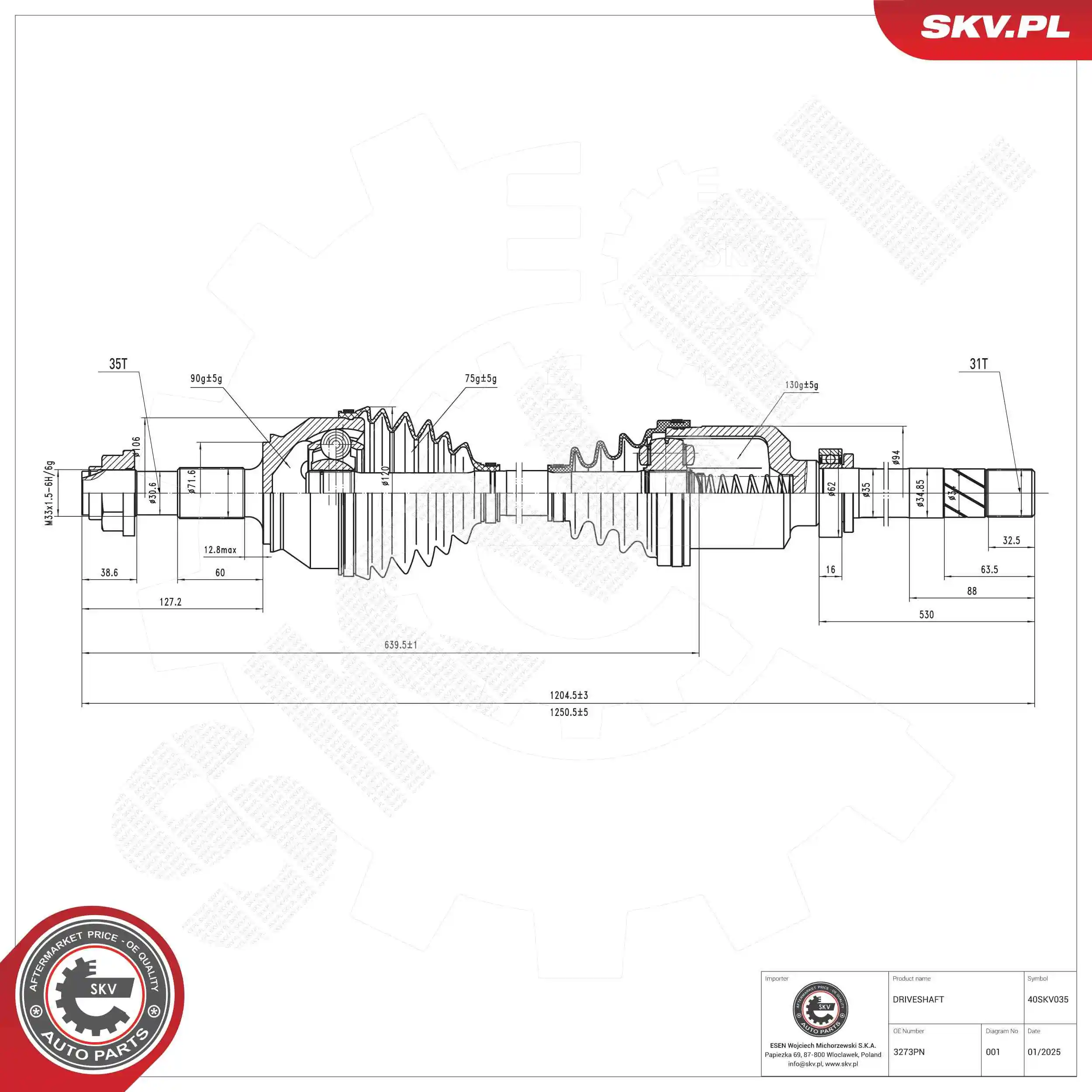 Drive Shaft 40SKV035