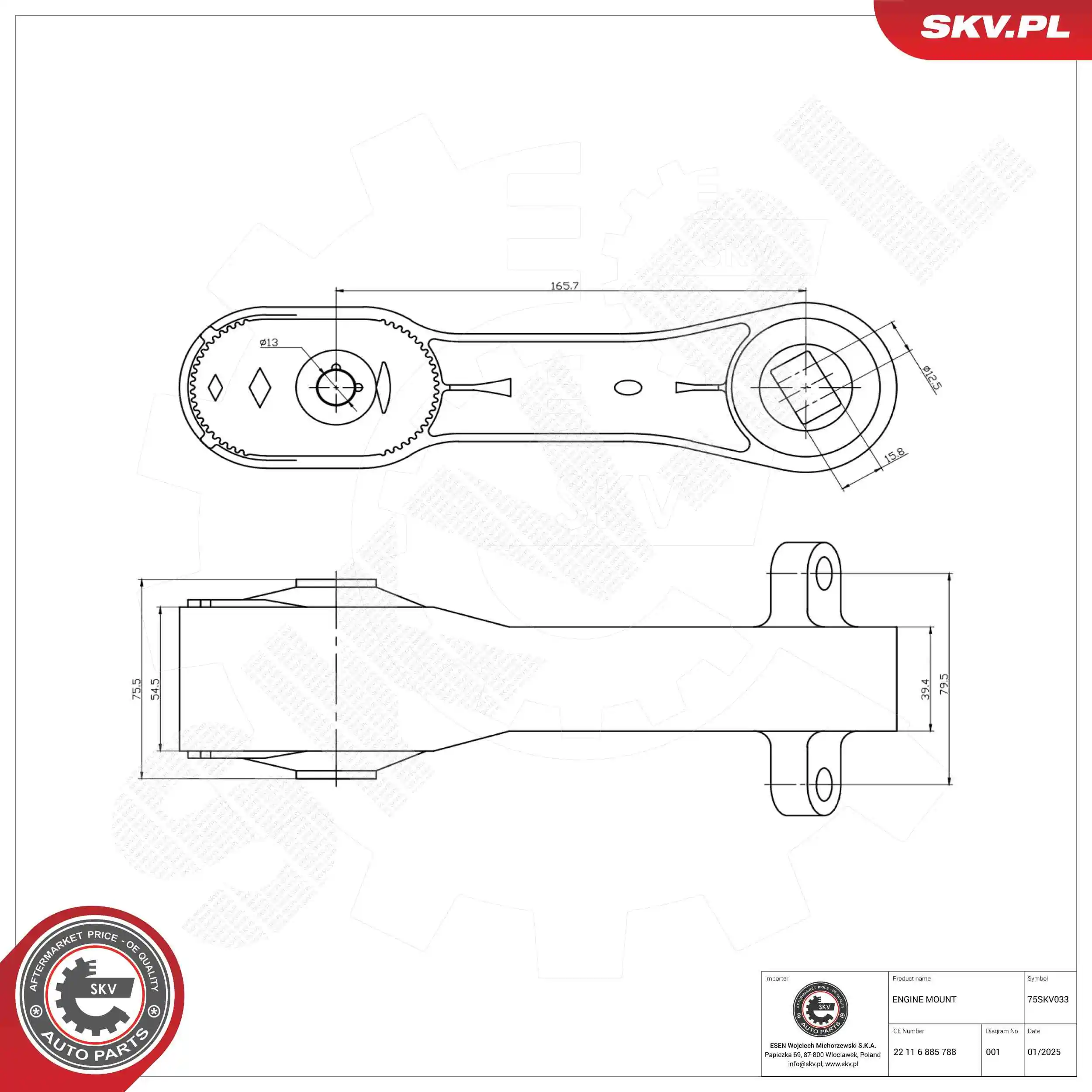 Mounting, engine 75SKV033