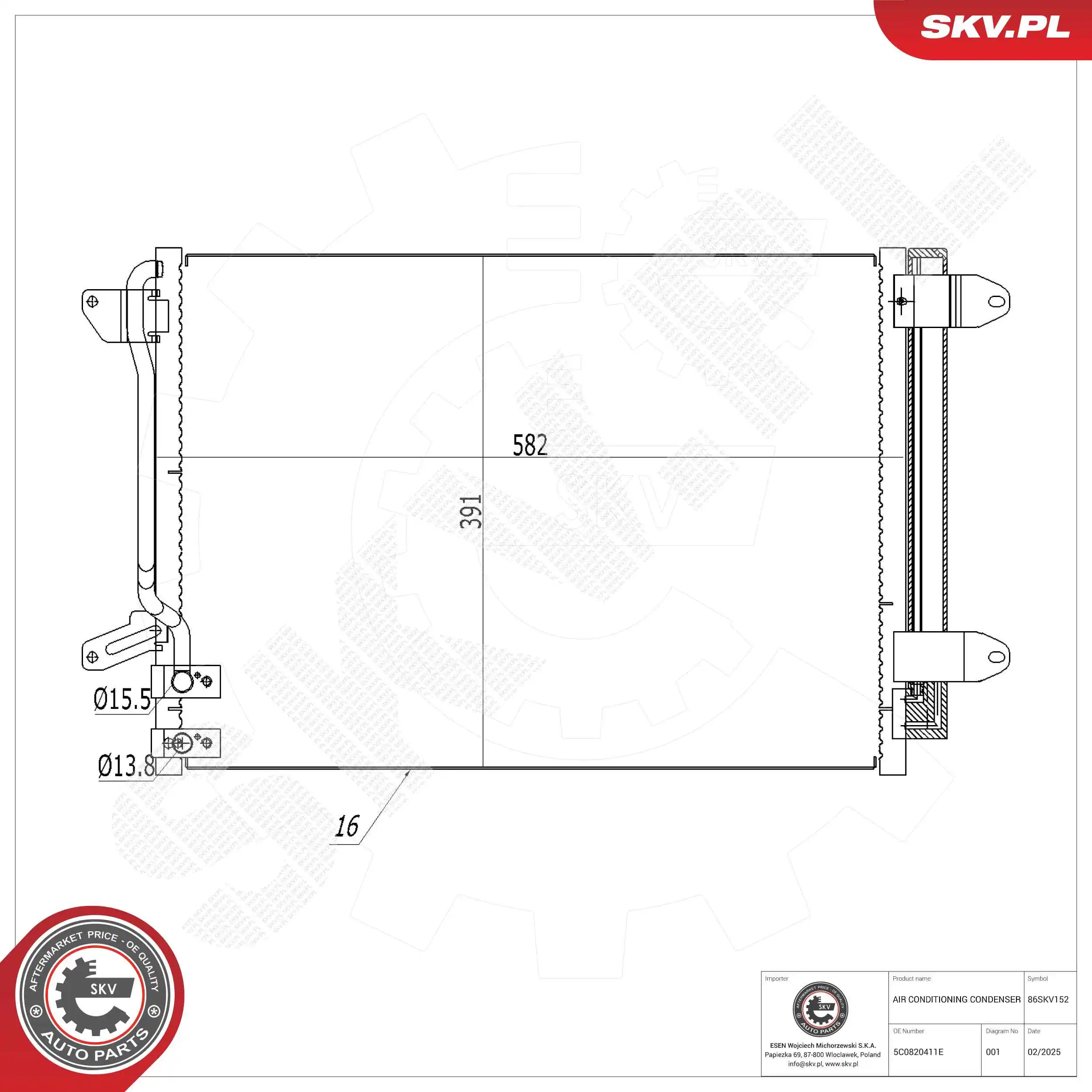 Condenser, air conditioning 86SKV152