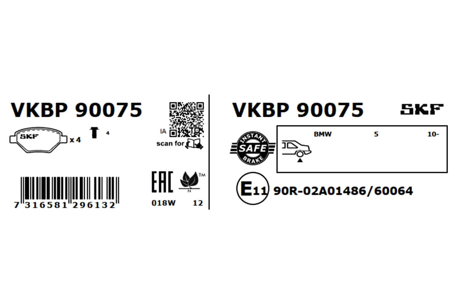 Brake Pad Set, disc brake VKBP 90075