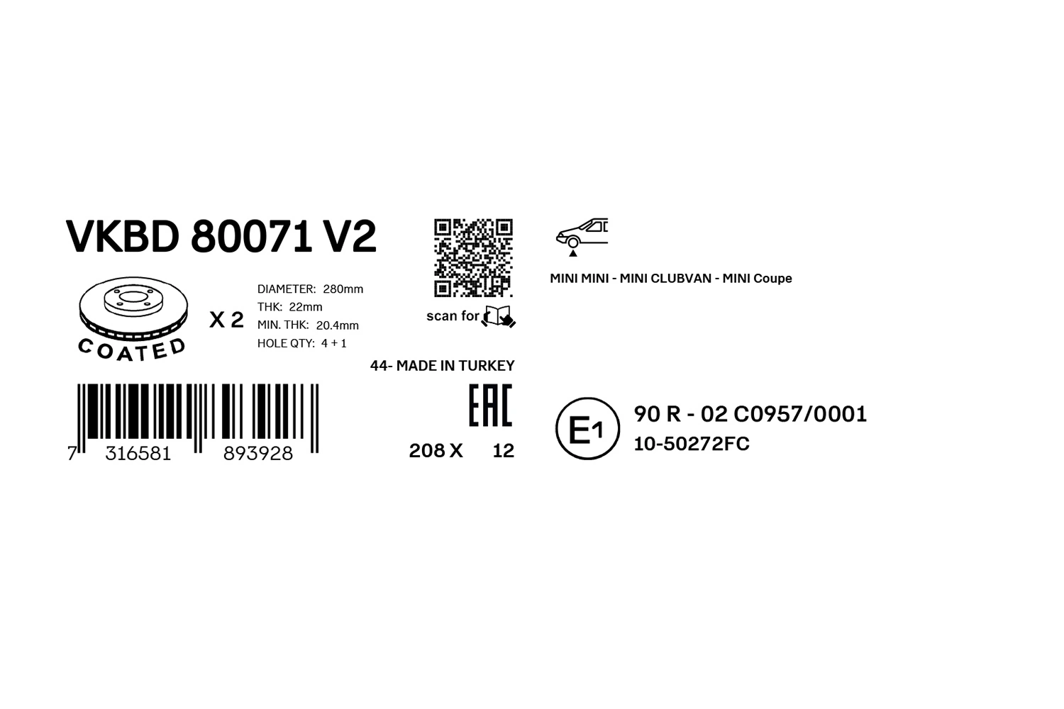 SKF VKBD 80071 V2 Brake Disc