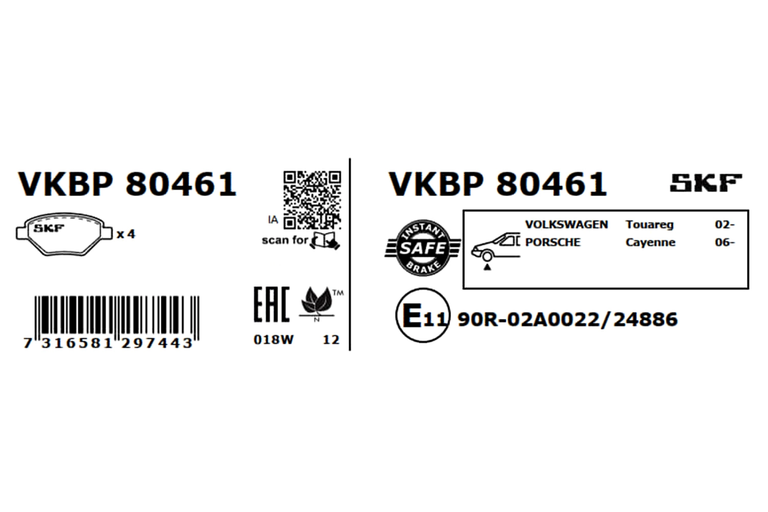 Brake Pad Set, disc brake VKBP 80461