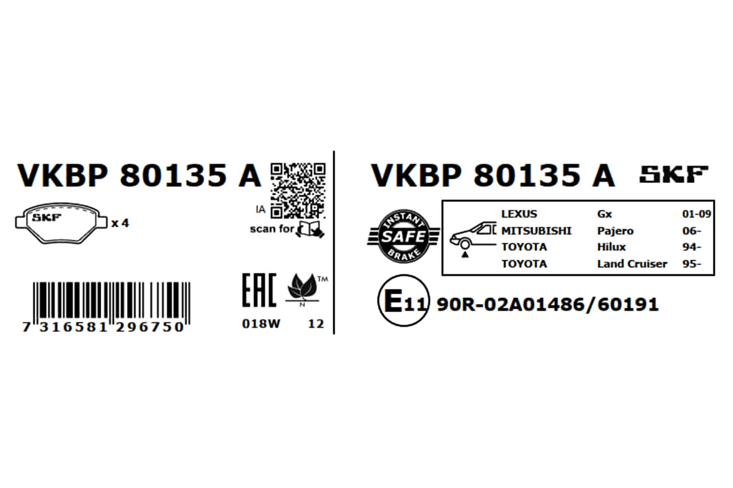 Brake Pad Set, disc brake VKBP 80135 A