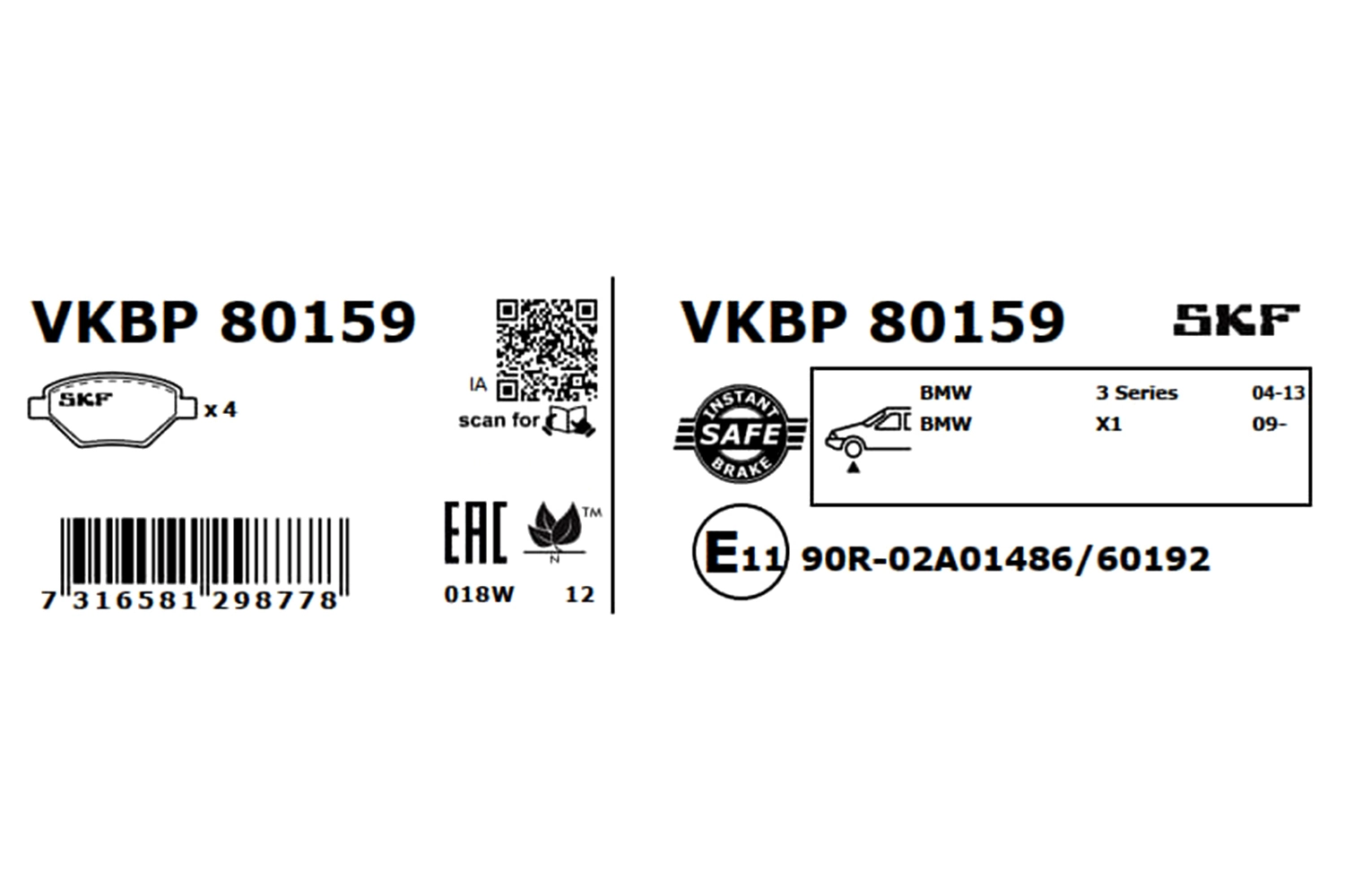 Brake Pad Set, disc brake VKBP 80159