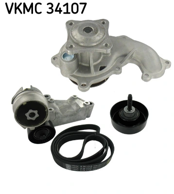 Water Pump + V-Ribbed Belt Kit VKMC 34107
