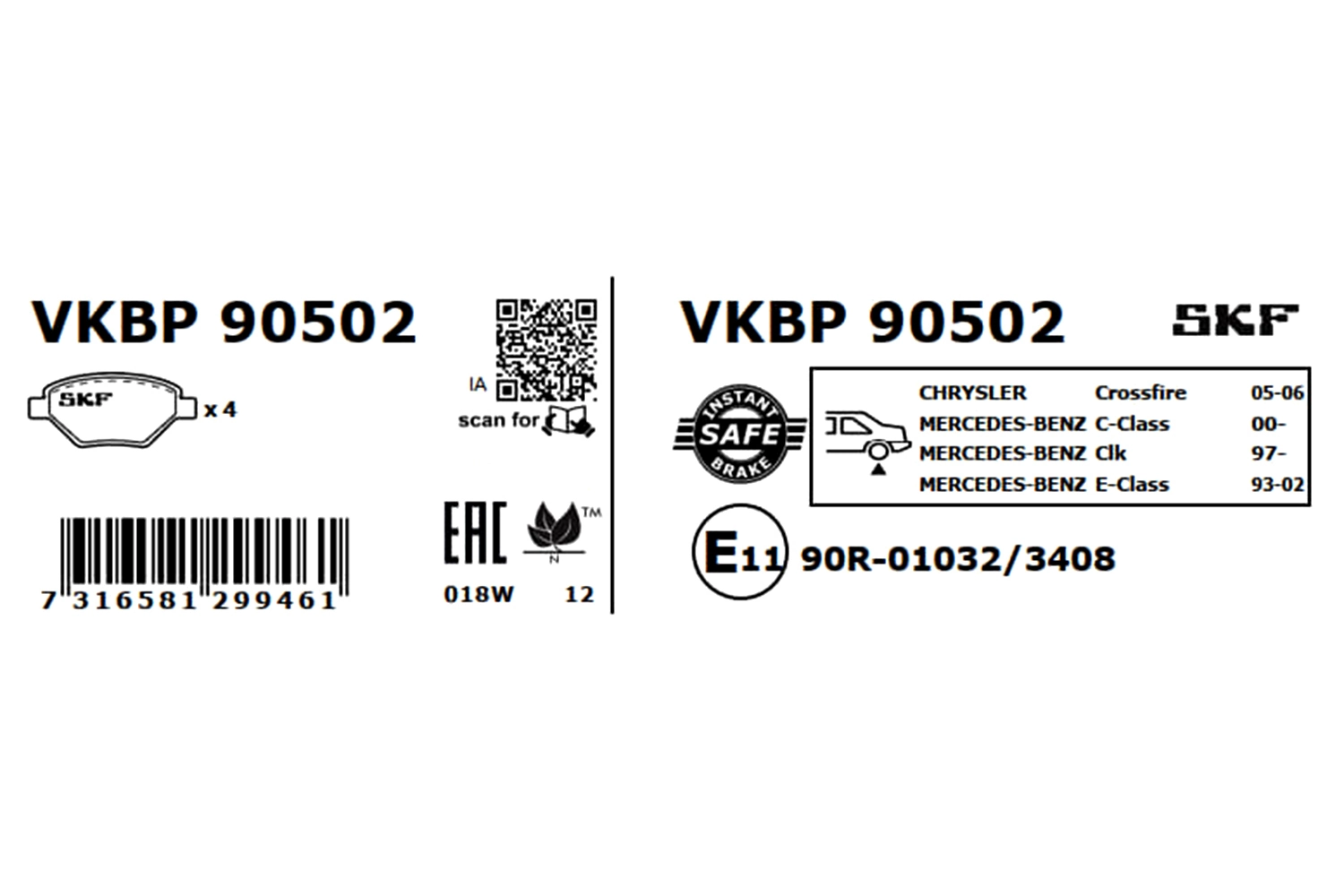 Brake Pad Set, disc brake VKBP 90502