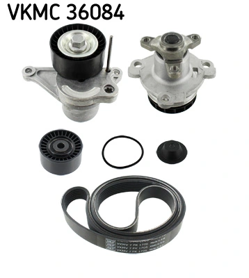 Water Pump + V-Ribbed Belt Kit VKMC 36084